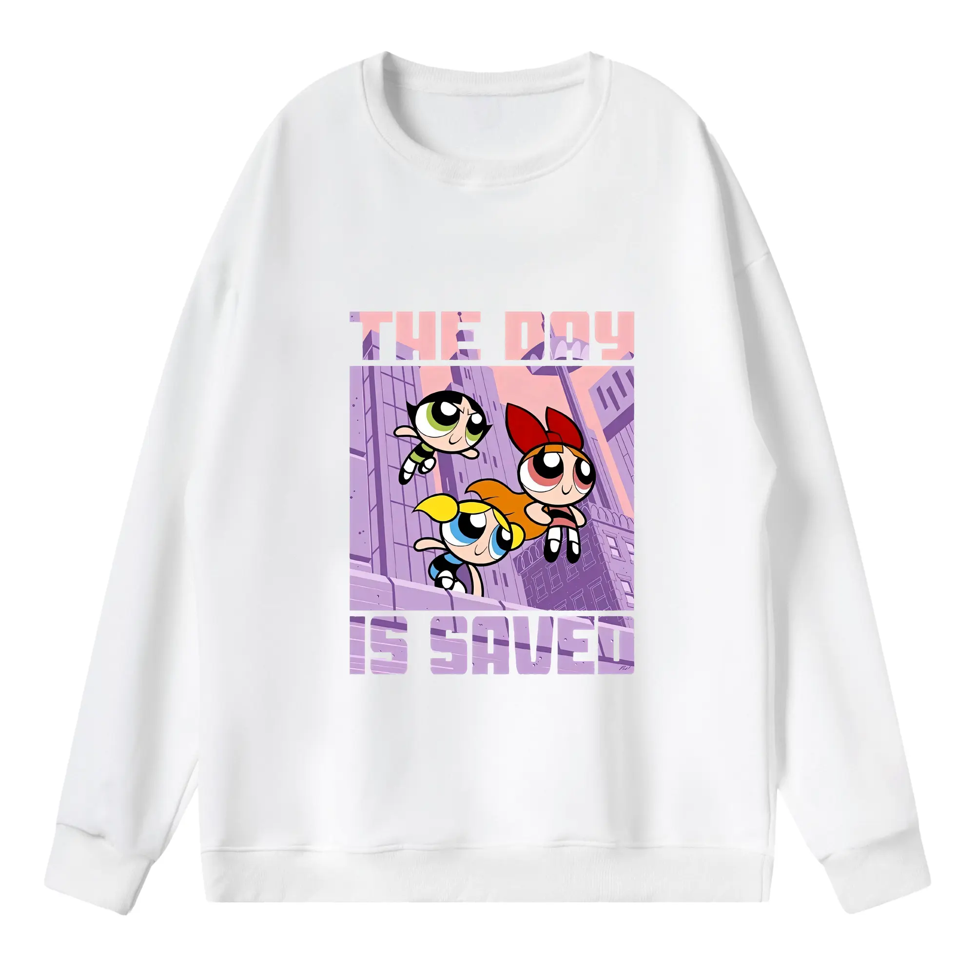 パワパフガールズ グッズ バブルス - 薄手 クルーネック スウェット 裏毛260g · ポリエステル 春秋向け カジュアル 男女兼用 · トレーナー デイリー スポーツ 散歩に最適