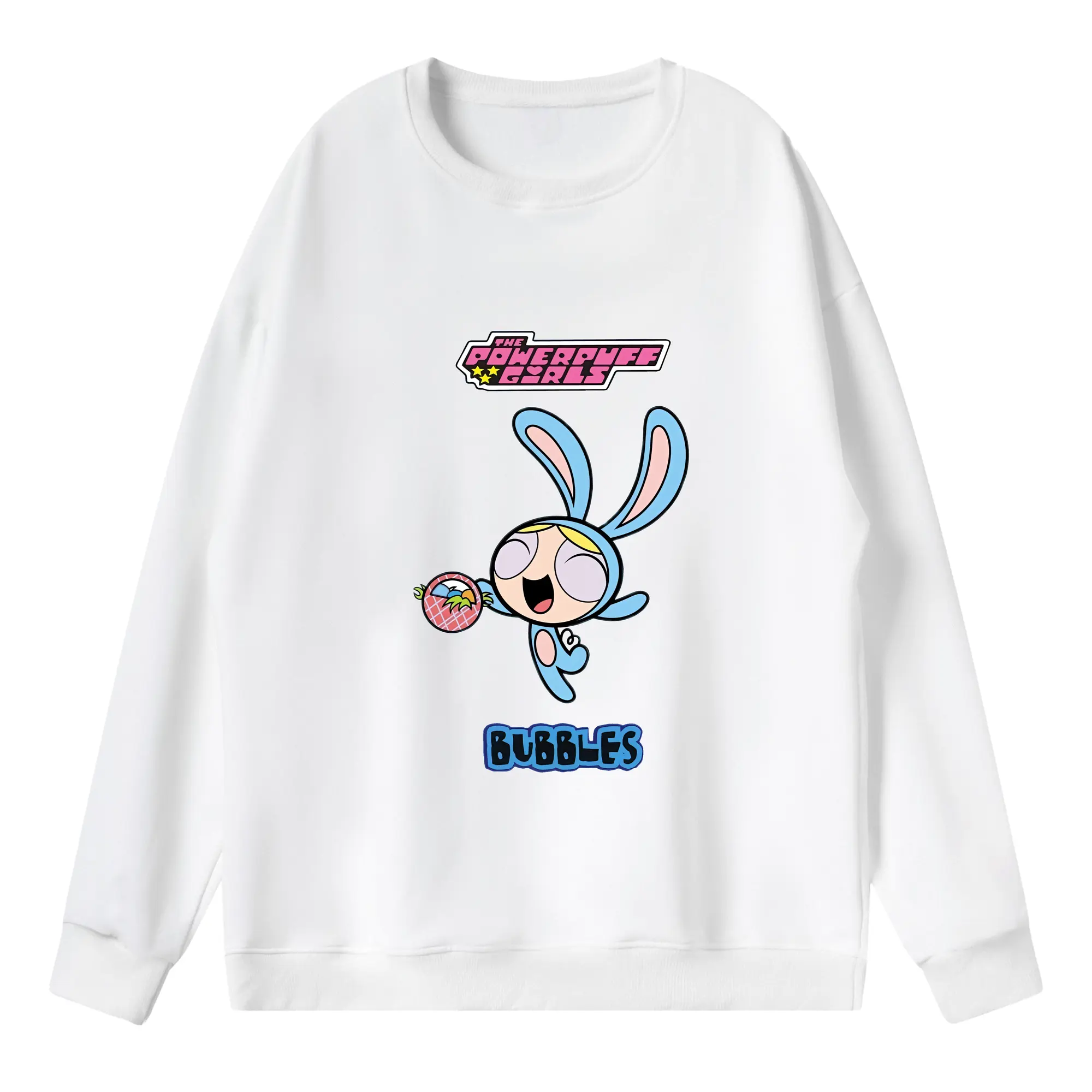 パワパフガールズ グッズ バブルス - 薄手 クルーネック スウェット 裏毛260g · ポリエステル 春秋向け カジュアル 男女兼用 · トレーナー デイリー スポーツ 散歩に最適