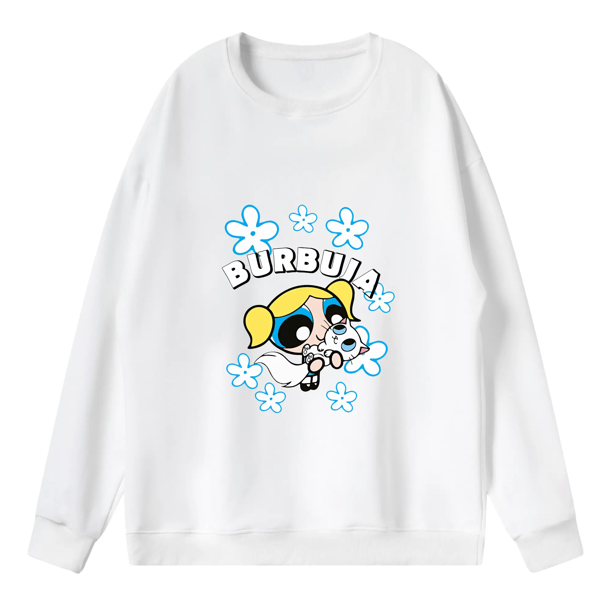 パワパフガールズ グッズ バブルス - 薄手 クルーネック スウェット 裏毛260g · ポリエステル 春秋向け カジュアル 男女兼用 · トレーナー デイリー スポーツ 散歩に最適