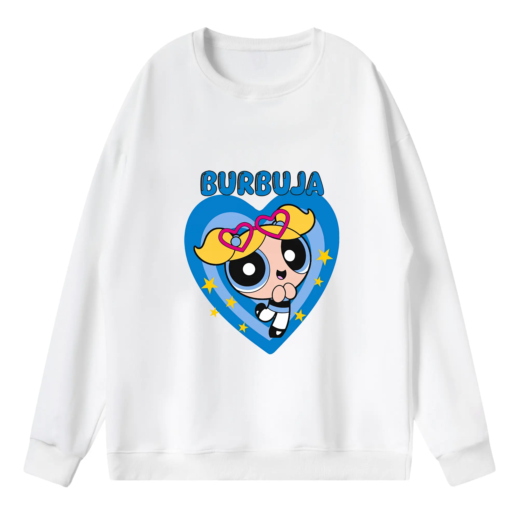 パワパフガールズ グッズ バブルス - 薄手 クルーネック スウェット 裏毛260g · ポリエステル 春秋向け カジュアル 男女兼用 · トレーナー デイリー スポーツ 散歩に最適