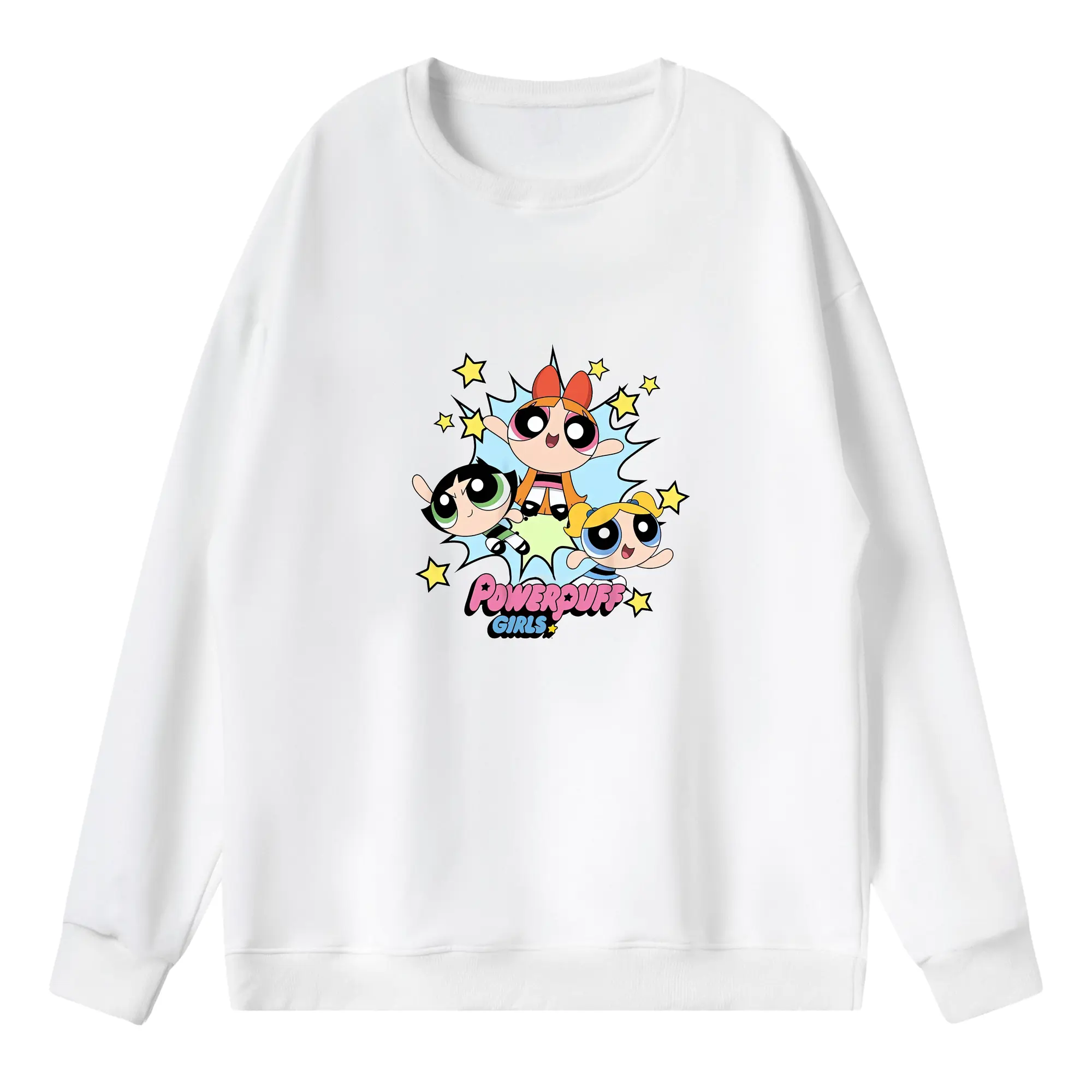 パワパフガールズ グッズ バブルス - 薄手 クルーネック スウェット 裏毛260g · ポリエステル 春秋向け カジュアル 男女兼用 · トレーナー デイリー スポーツ 散歩に最適