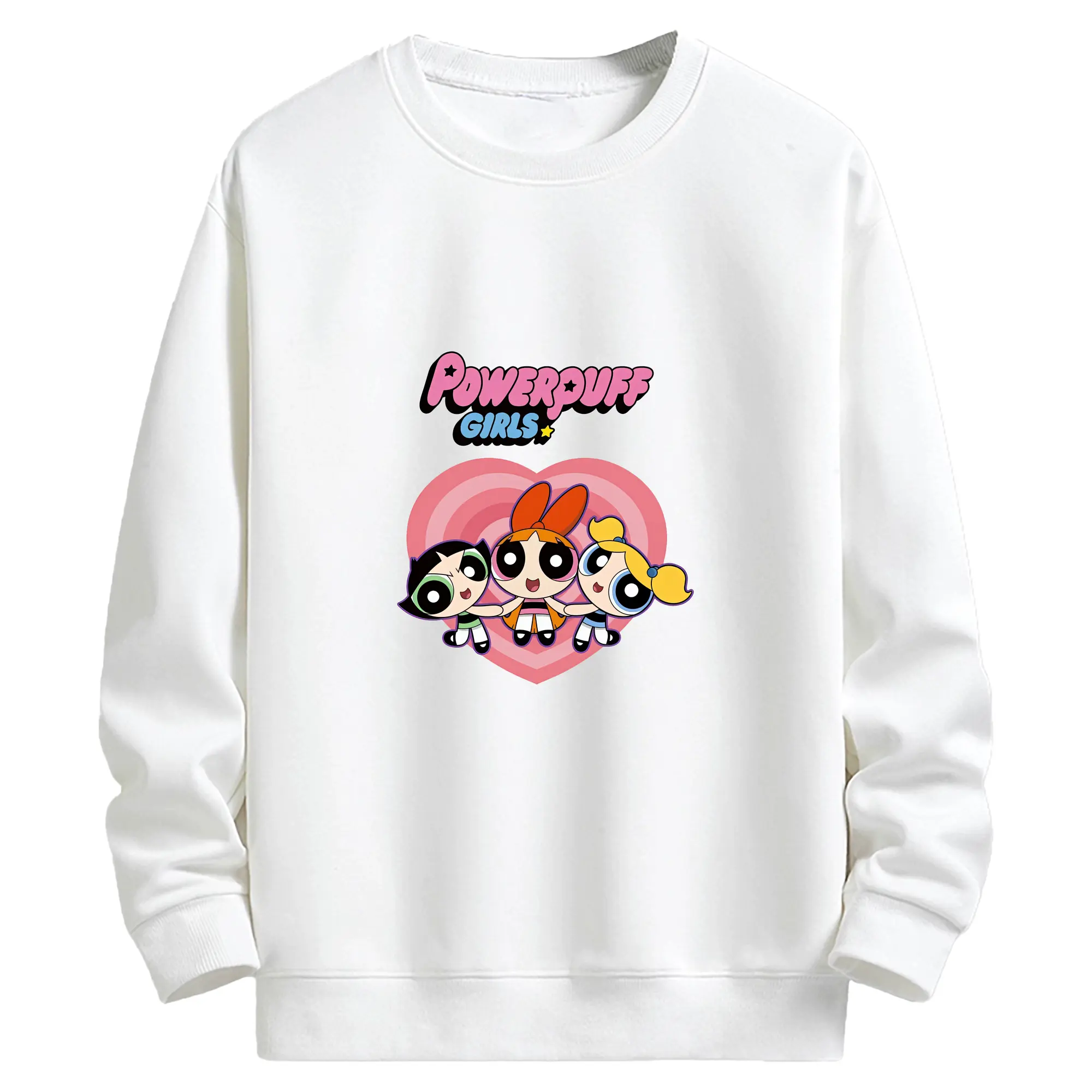 パワパフガールズ グッズ バブルス - キッズ クルーネックスウェットシャツ ・ フロントプリント ・ 綿80％ ポリエステル20％ ・ 快適 通学 スポーツ 日常使い お散歩用