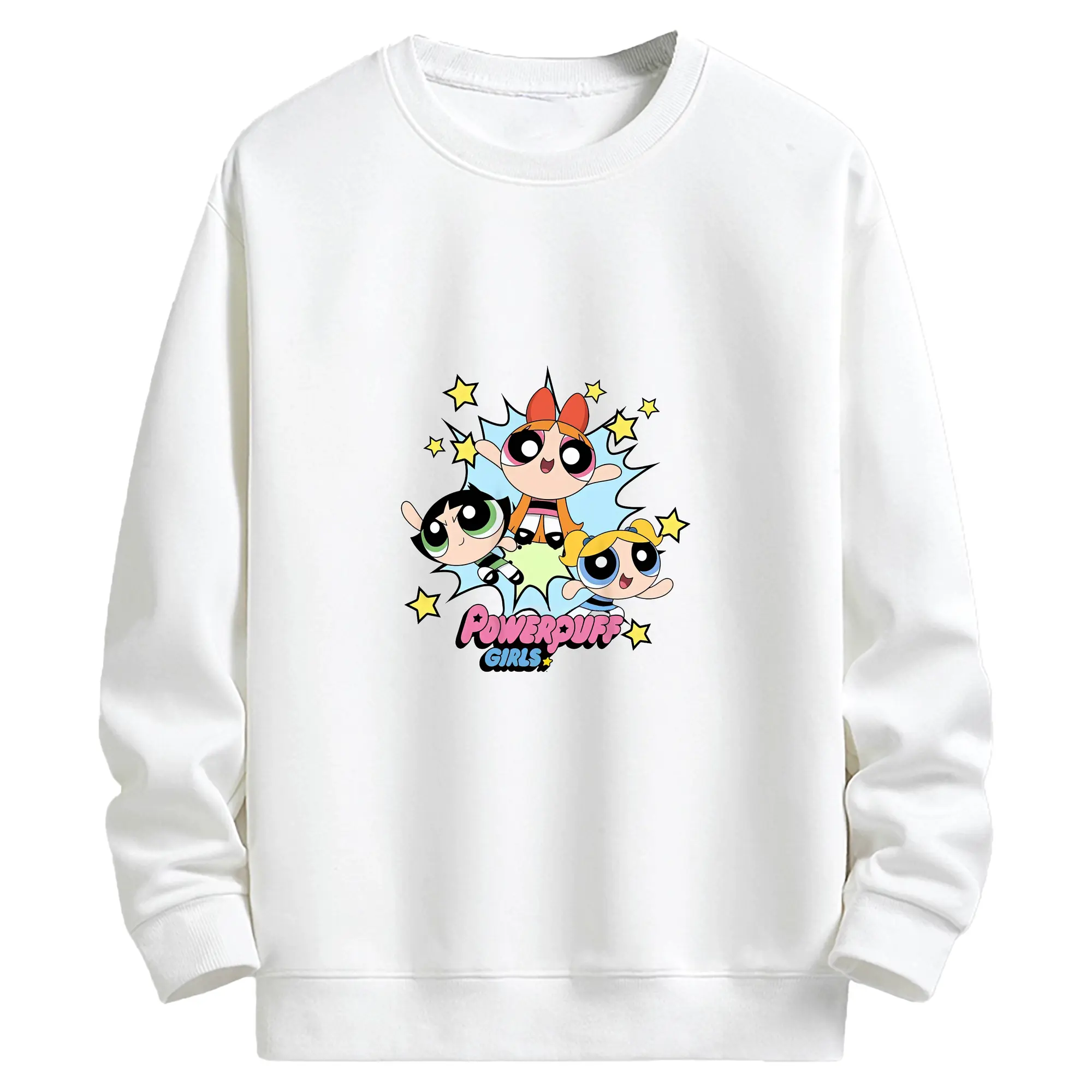 パワパフガールズ グッズ バブルス - キッズ クルーネックスウェットシャツ ・ フロントプリント ・ 綿80％ ポリエステル20％ ・ 快適 通学 スポーツ 日常使い お散歩用