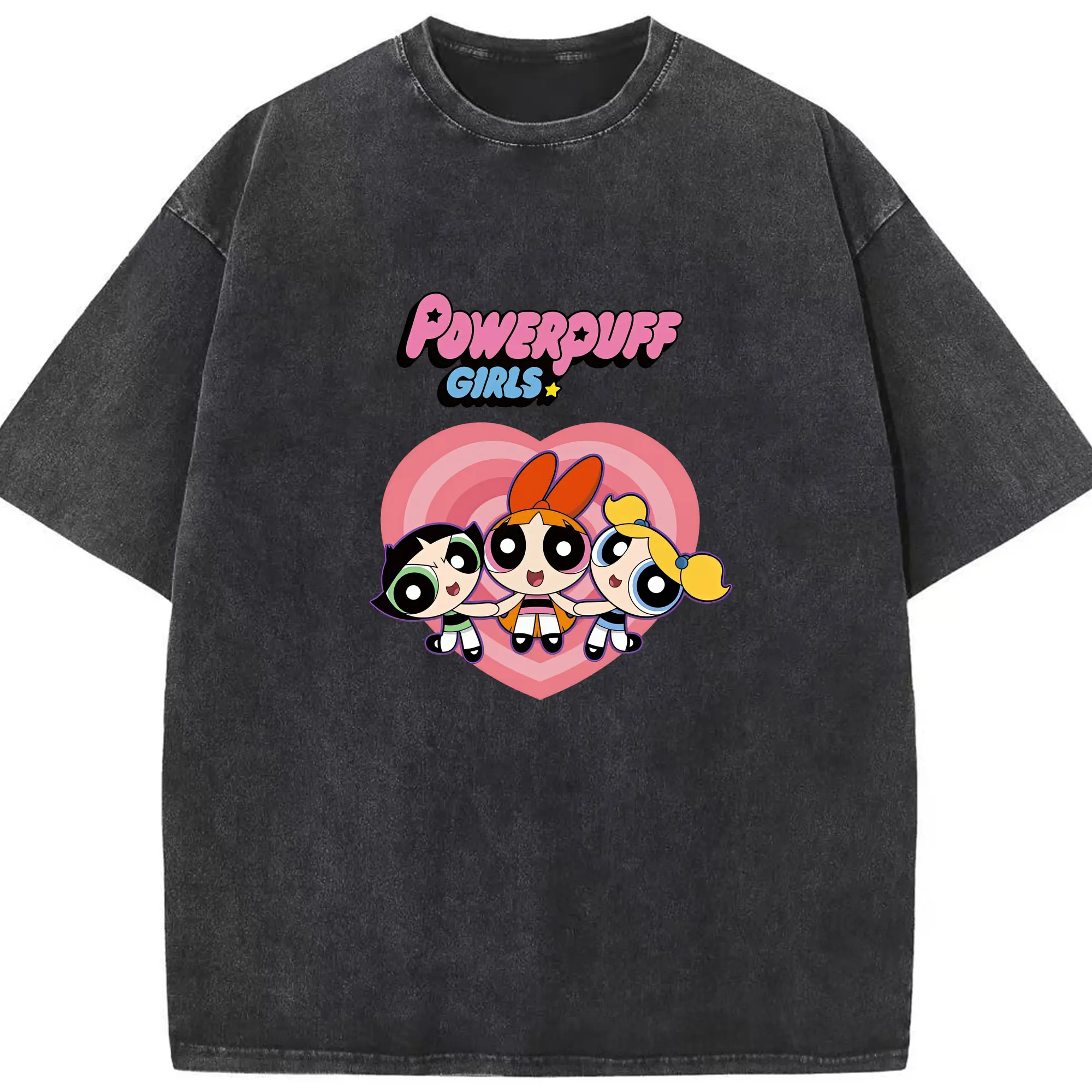 パワパフガールズ グッズ バブルス - 綿100％ ヴィンテージ風 半袖Tシャツ ・ フロントプリント ・ 柔らか肌触り ・ 通気性 快適 ・ スポーツ カジュアル 外出用