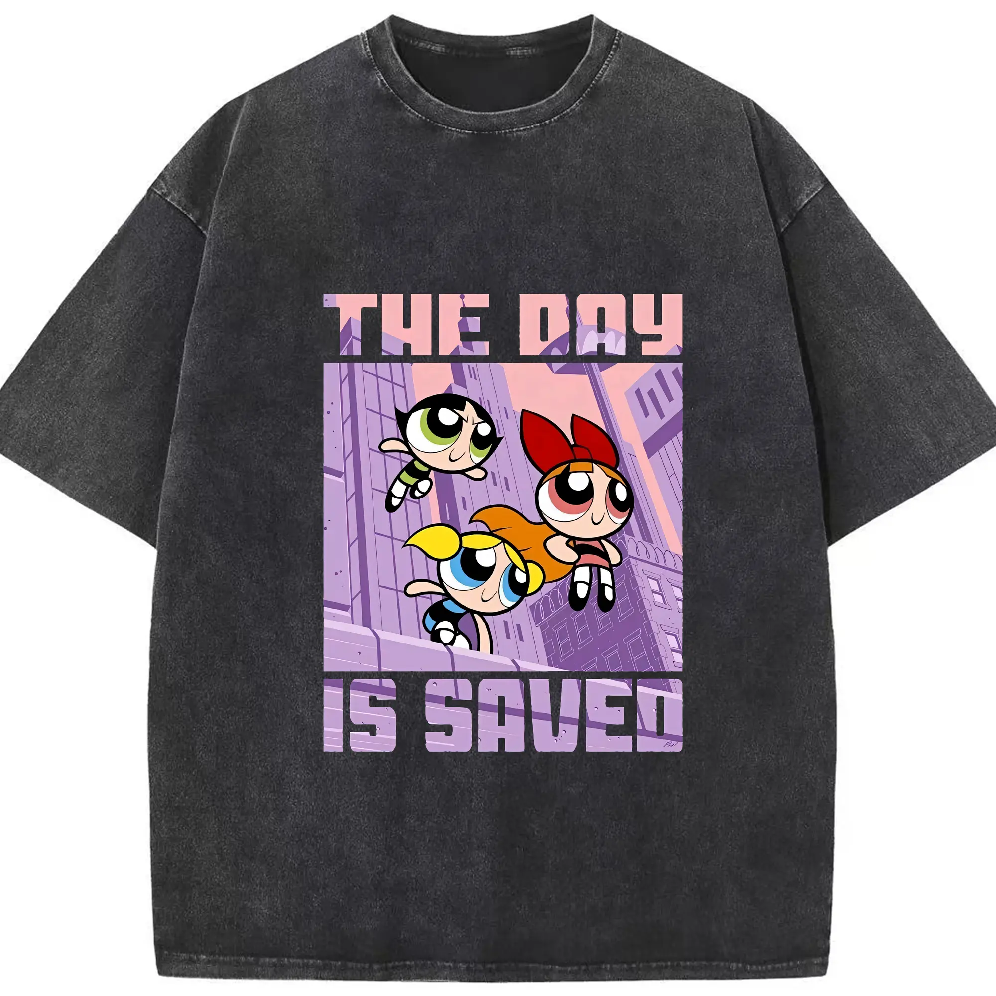 パワパフガールズ グッズ バブルス - 綿100％ ヴィンテージ風 半袖Tシャツ ・ フロントプリント ・ 柔らか肌触り ・ 通気性 快適 ・ スポーツ カジュアル 外出用