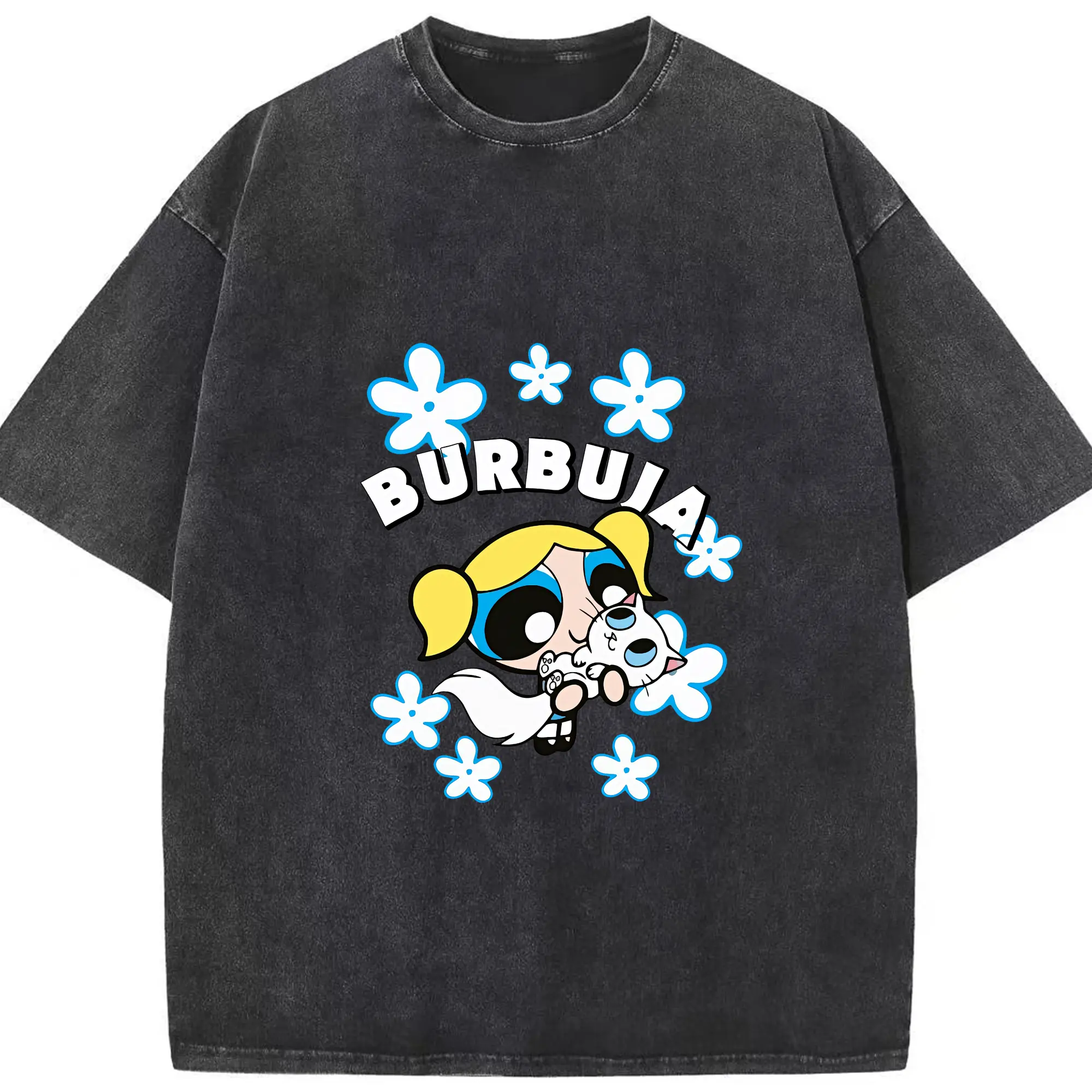 パワパフガールズ グッズ バブルス - 綿100％ ヴィンテージ風 半袖Tシャツ ・ フロントプリント ・ 柔らか肌触り ・ 通気性 快適 ・ スポーツ カジュアル 外出用