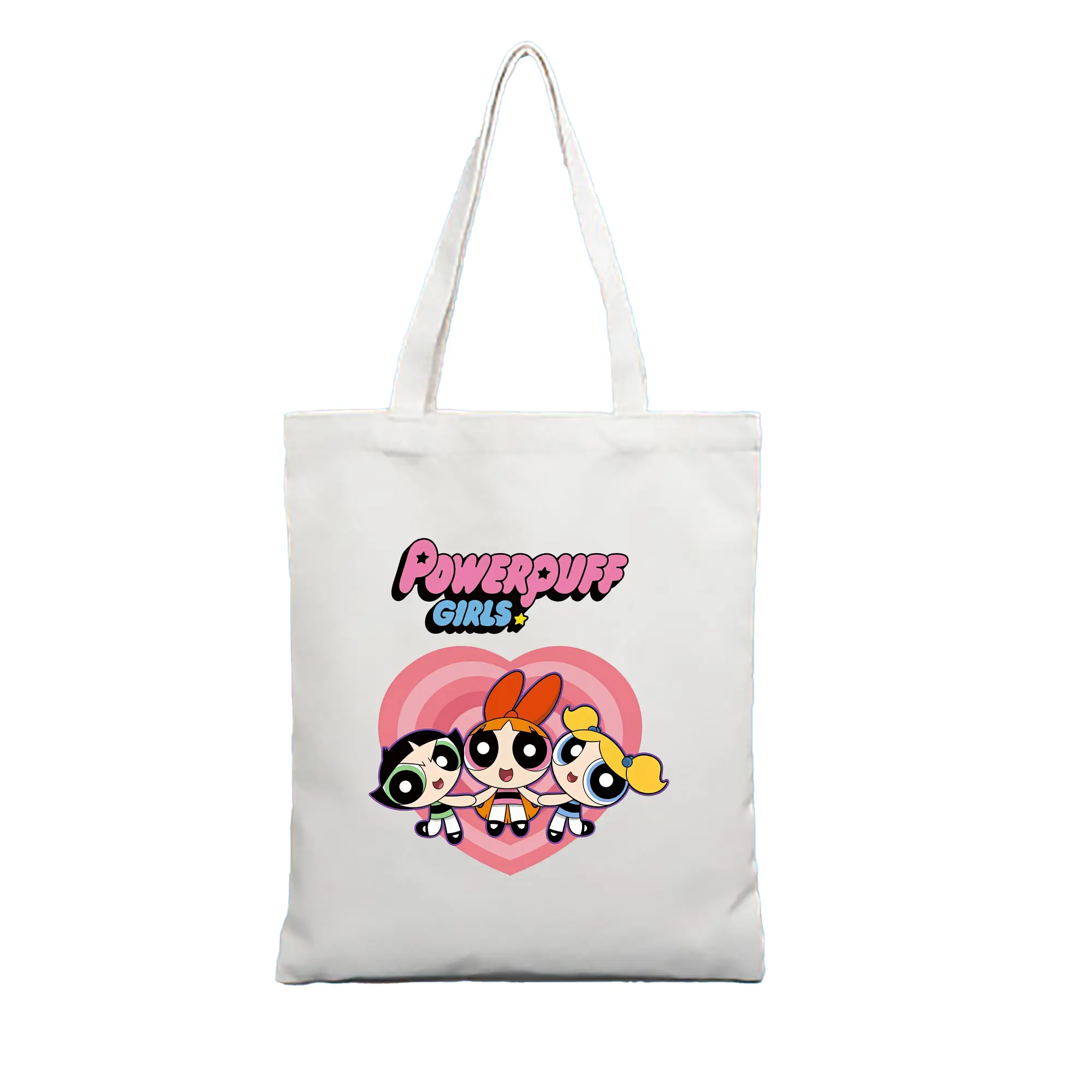 パワパフガールズ グッズ バブルス - 縦型キャンバス手提げバッグ（トートバッグ） ・ キャンバス素材 ・ ショッピング用 ・ 軽量 丈夫 お手入れ簡単