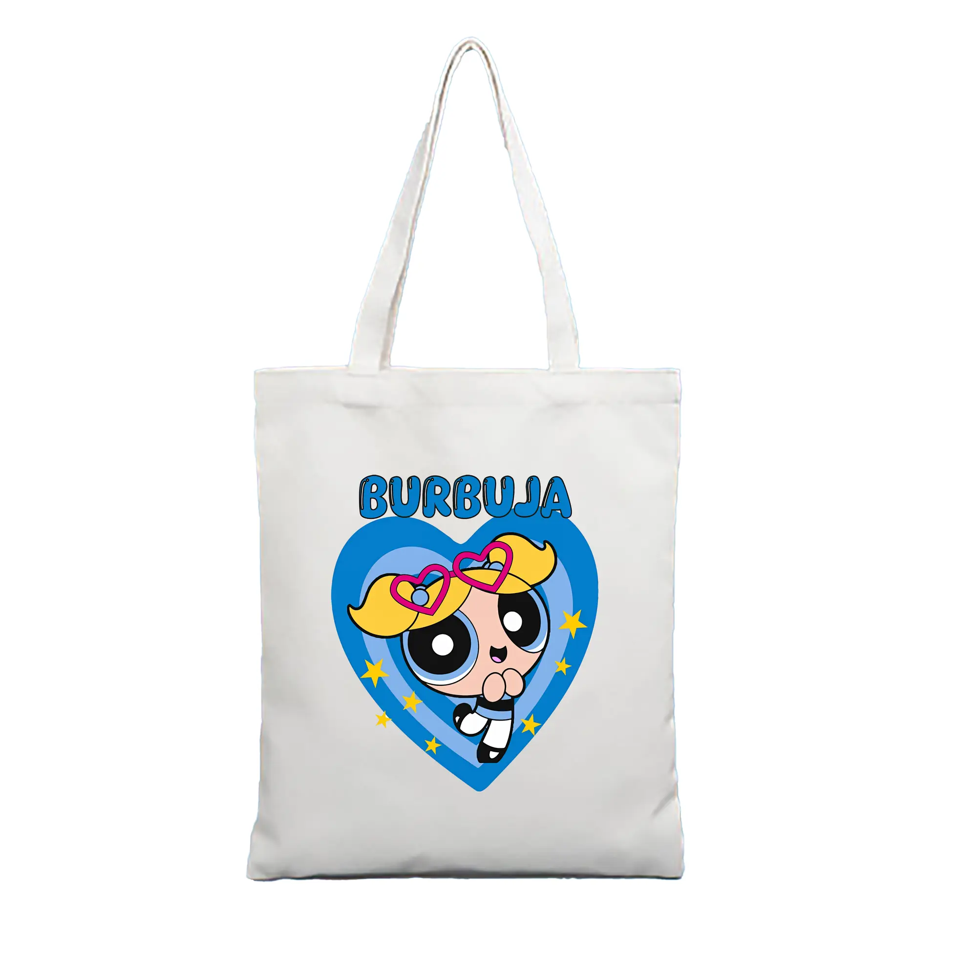 パワパフガールズ グッズ バブルス - 縦型キャンバス手提げバッグ（トートバッグ） ・ キャンバス素材 ・ ショッピング用 ・ 軽量 丈夫 お手入れ簡単