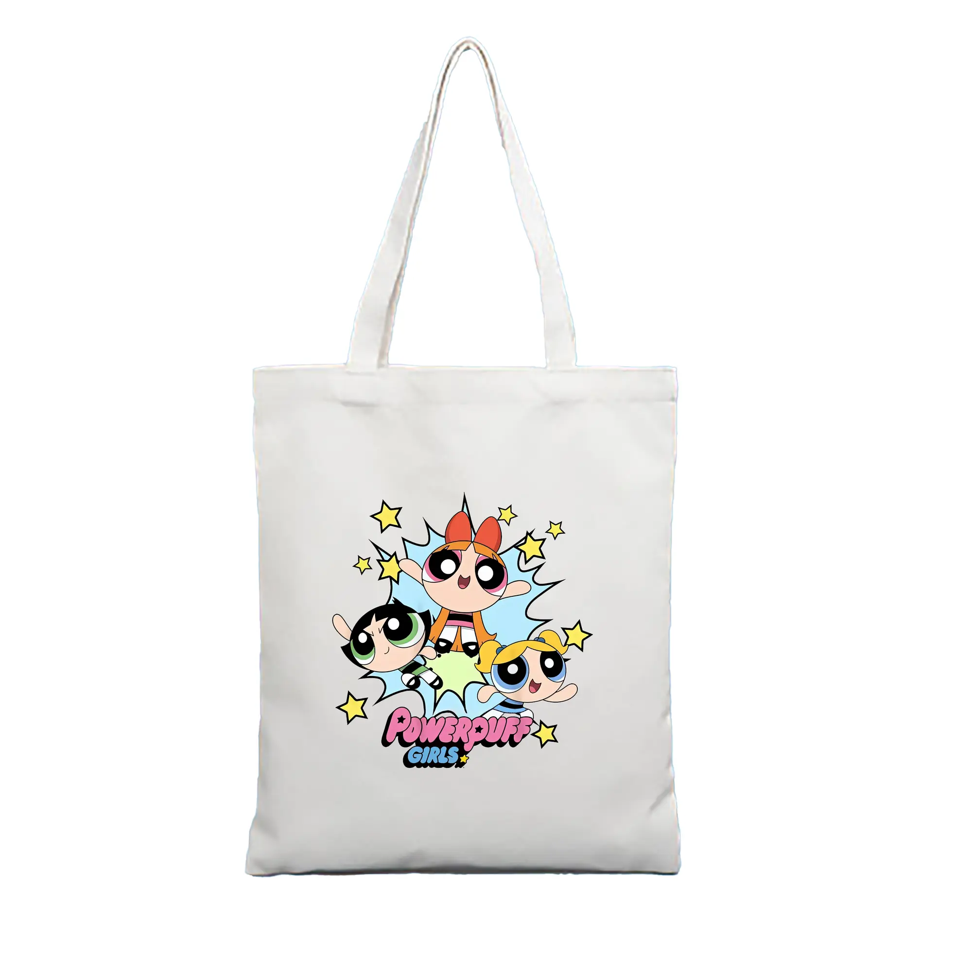 パワパフガールズ グッズ バブルス - 縦型キャンバス手提げバッグ（トートバッグ） ・ キャンバス素材 ・ ショッピング用 ・ 軽量 丈夫 お手入れ簡単