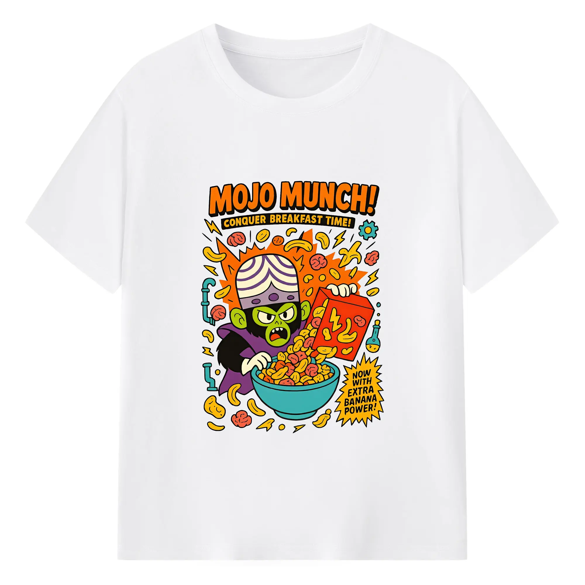 パワパフガールズ グッズ モジョ・ジョジョ - 綿100％ 半袖Tシャツ ・ フロントプリント ・ 快適 通気性 ・ 日常使い 散歩 スポーツ用