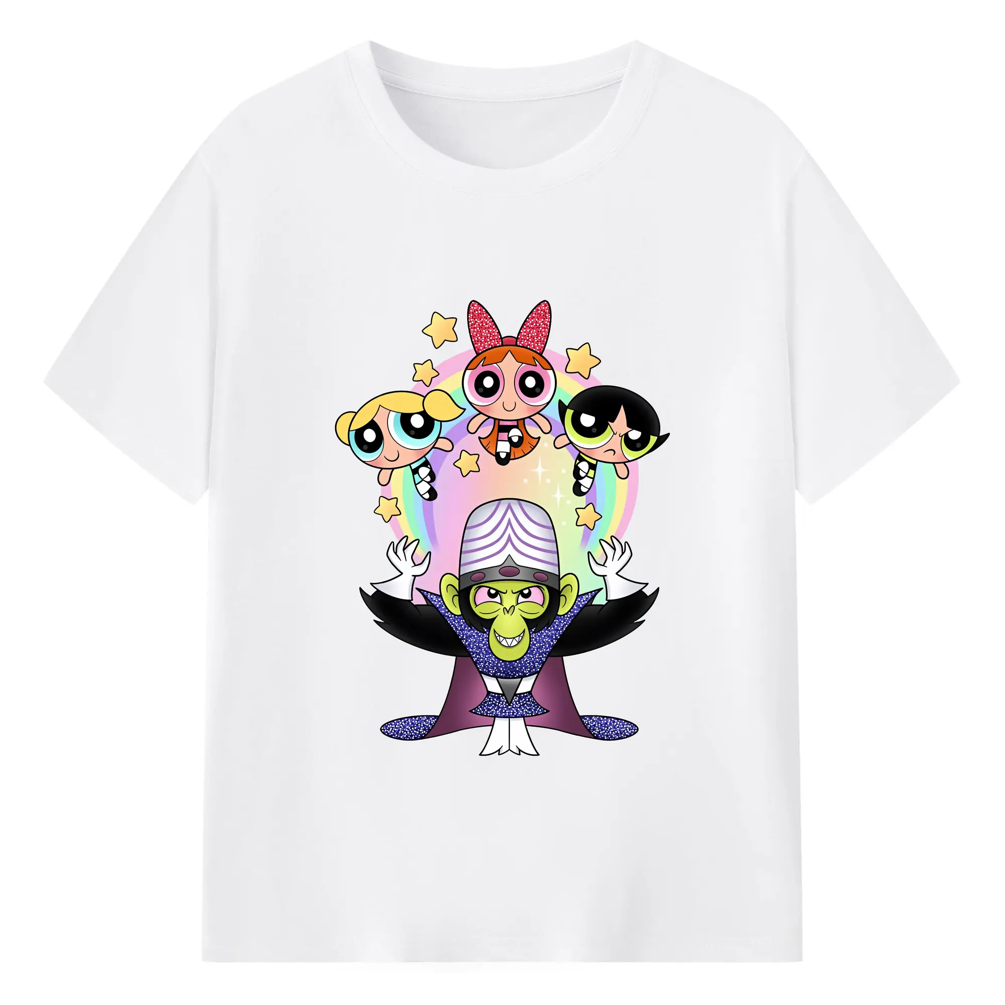 パワパフガールズ グッズ モジョ・ジョジョ - 綿100％ 半袖Tシャツ ・ フロントプリント ・ 快適 通気性 ・ 日常使い 散歩 スポーツ用