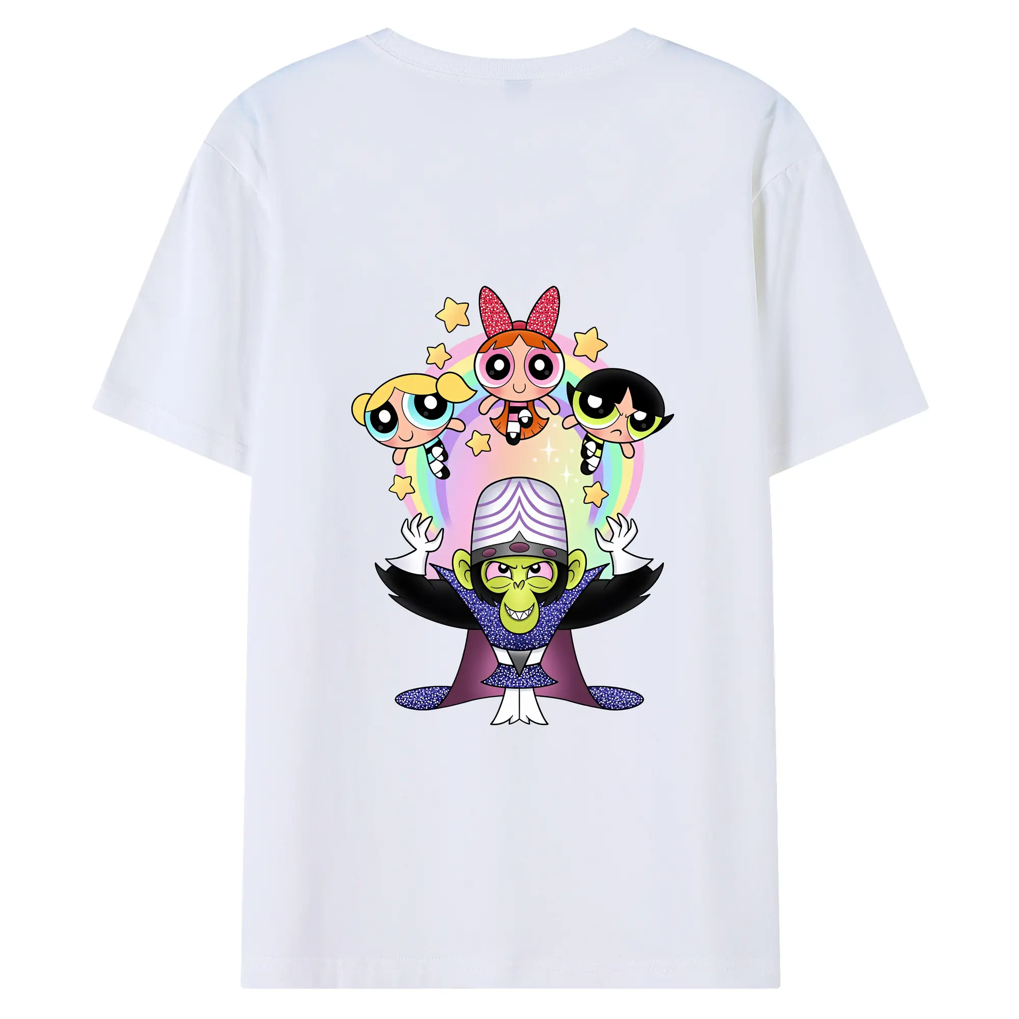 パワパフガールズ グッズ モジョ・ジョジョ - 綿100％ 半袖Tシャツ ・ バックプリント ・ 快適 通気性 ・ 日常使い 散歩 スポーツ用