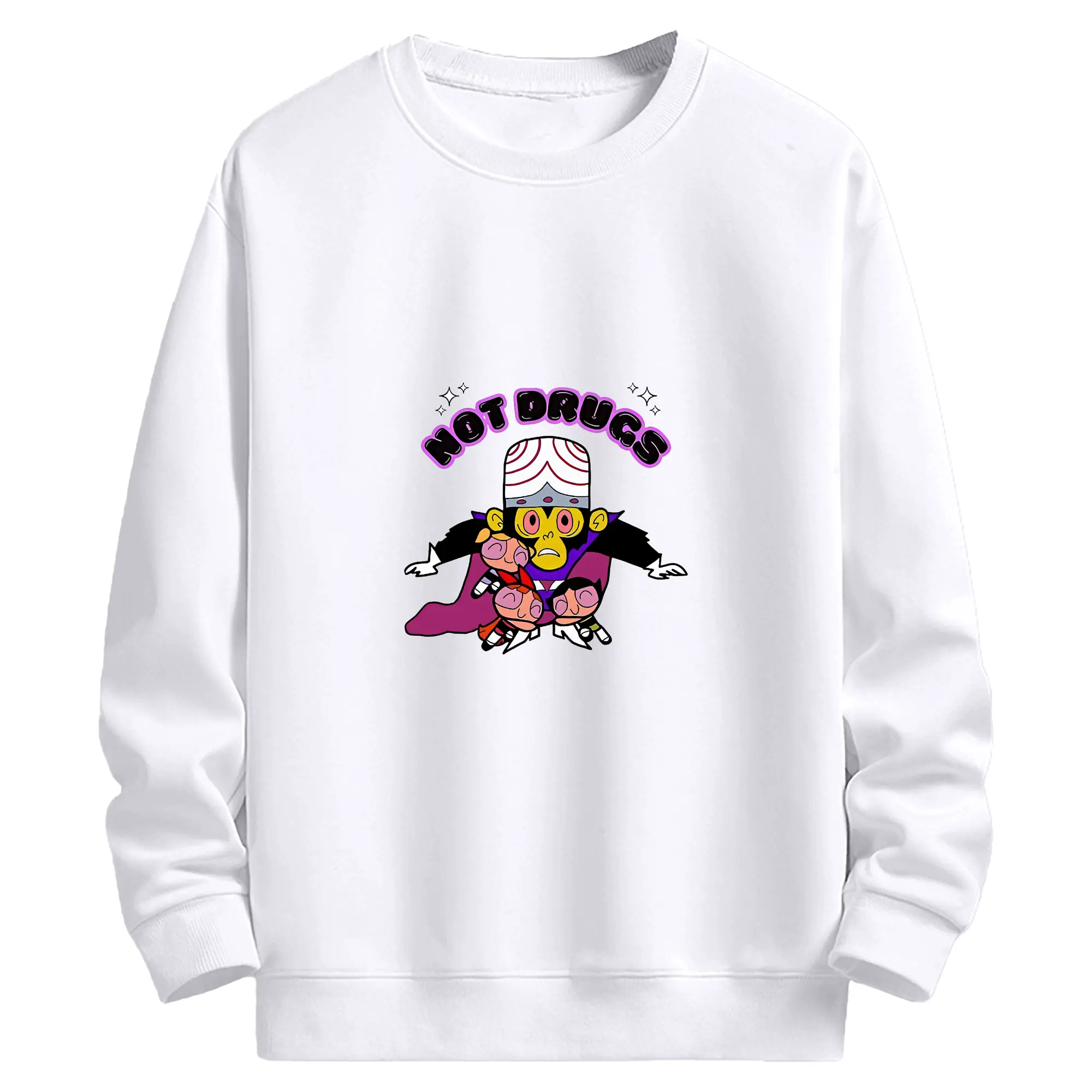 パワパフガールズ グッズ モジョ・ジョジョ - 高品質 クルーネック スウェット ・ コットン59％ ポリエステル41％ ・ ユニセックス 長袖 トレーナー ・ カジュアル デイリー スポーツ 散歩用