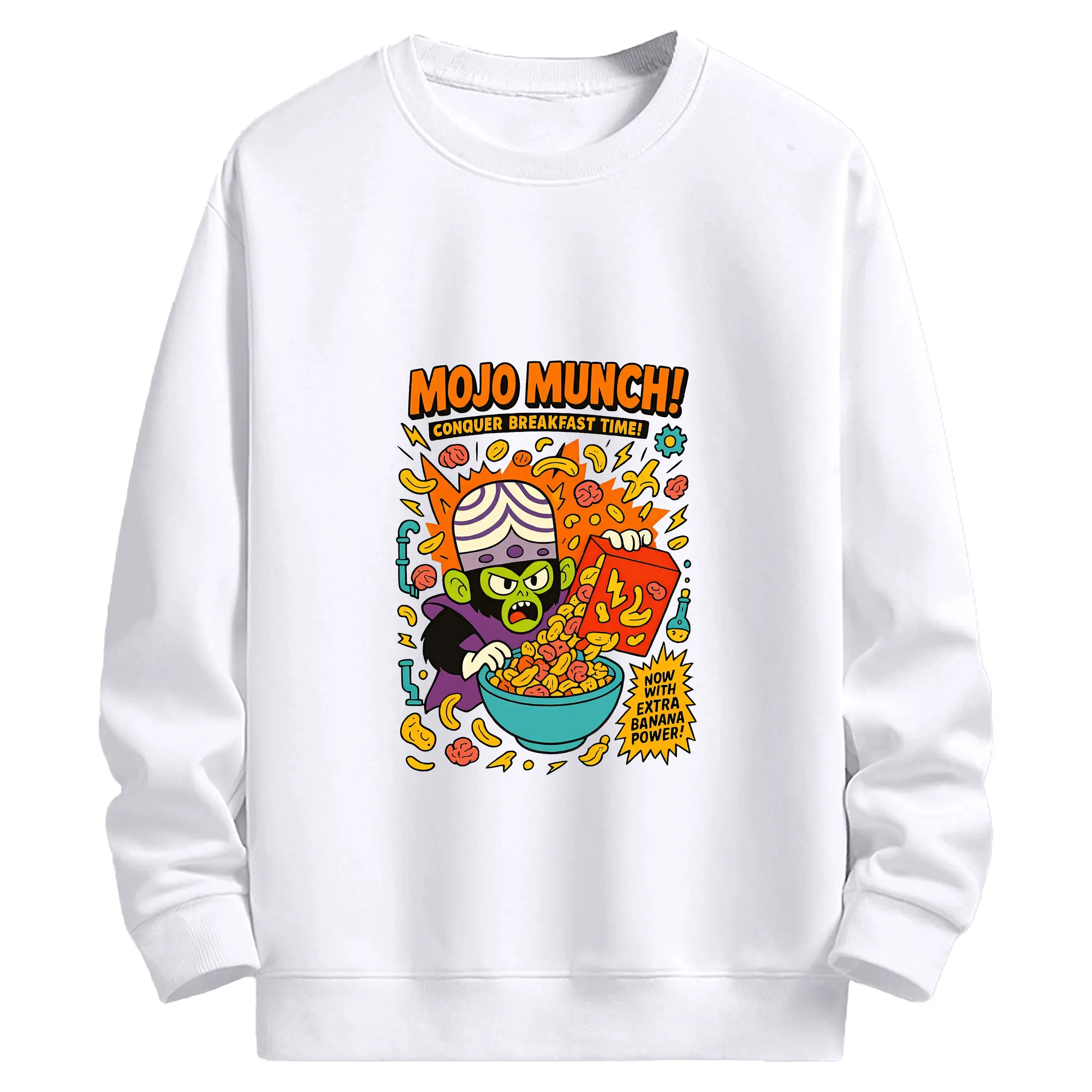 パワパフガールズ グッズ モジョ・ジョジョ - 高品質 クルーネック スウェット ・ コットン59％ ポリエステル41％ ・ ユニセックス 長袖 トレーナー ・ カジュアル デイリー スポーツ 散歩用