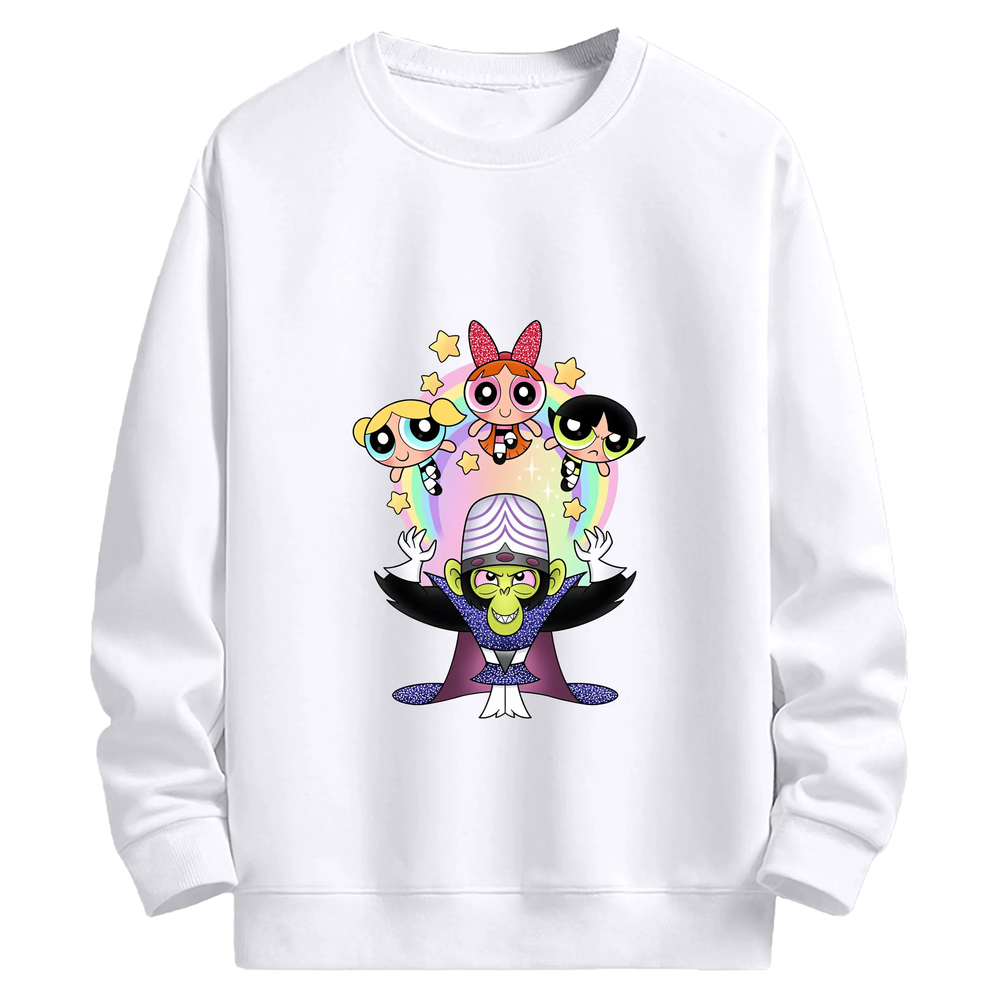 パワパフガールズ グッズ モジョ・ジョジョ - 高品質 クルーネック スウェット ・ コットン59％ ポリエステル41％ ・ ユニセックス 長袖 トレーナー ・ カジュアル デイリー スポーツ 散歩用