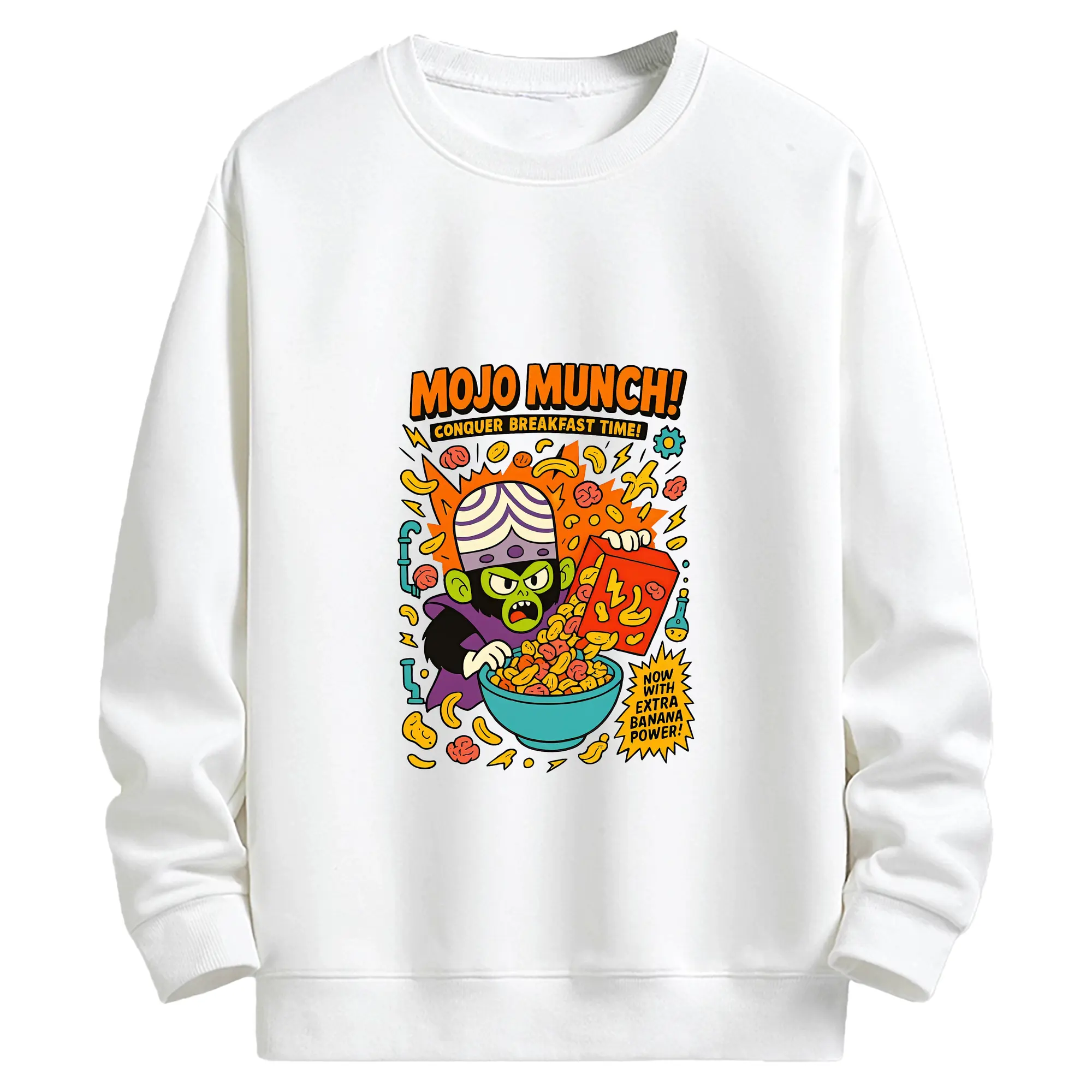パワパフガールズ グッズ モジョ・ジョジョ - キッズ クルーネックスウェットシャツ ・ フロントプリント ・ 綿80％ ポリエステル20％ ・ 快適 通学 スポーツ 日常使い お散歩用