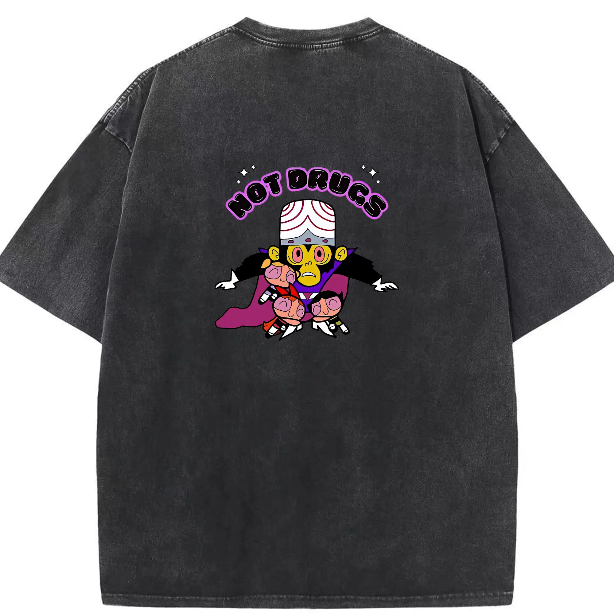 パワパフガールズ グッズ モジョ・ジョジョ - 綿100％ ヴィンテージ風 半袖Tシャツ ・ 背面プリント ・ 柔らか肌触り ・ 通気性 快適 ・ スポーツ カジュアル 外出用