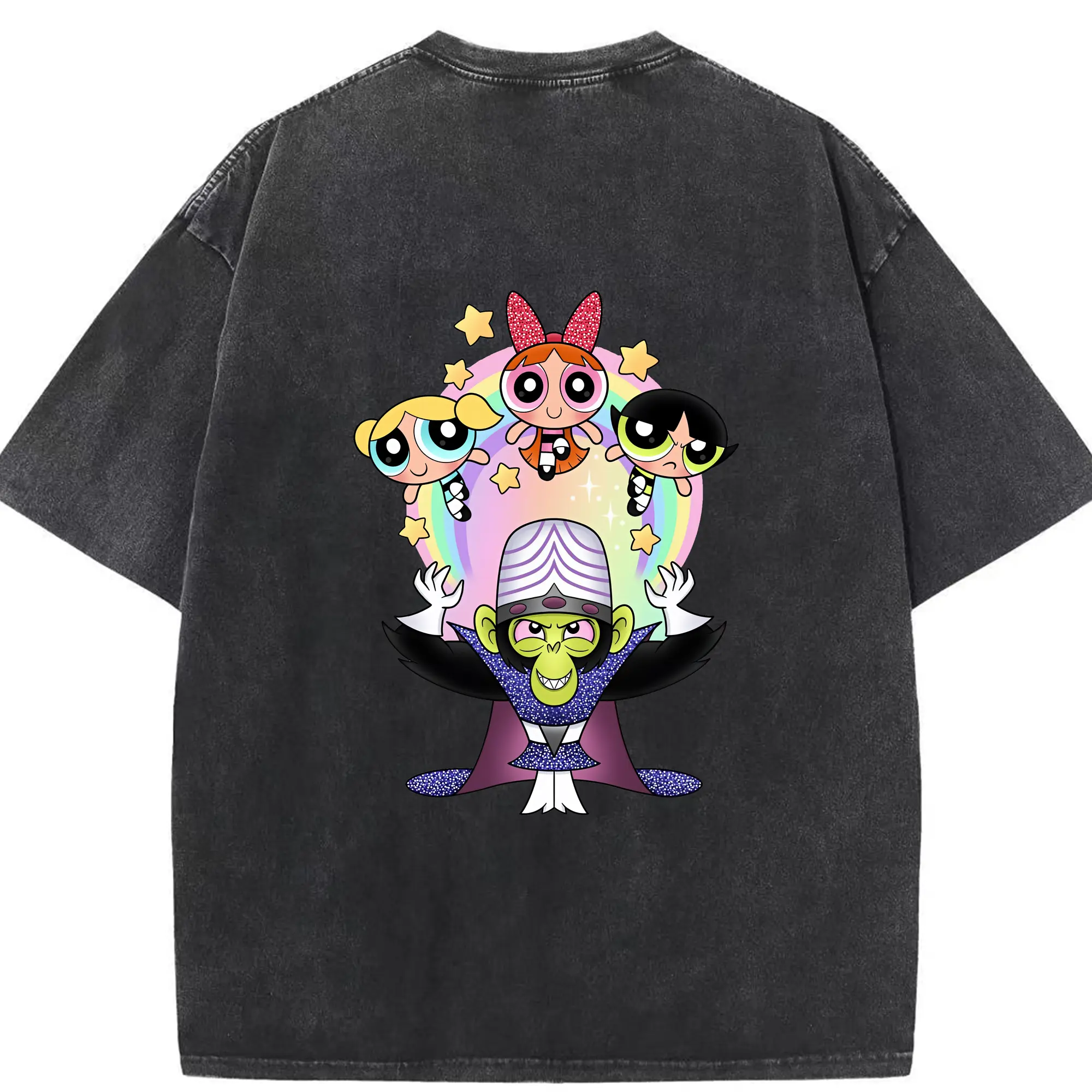 パワパフガールズ グッズ モジョ・ジョジョ - 綿100％ ヴィンテージ風 半袖Tシャツ ・ 背面プリント ・ 柔らか肌触り ・ 通気性 快適 ・ スポーツ カジュアル 外出用