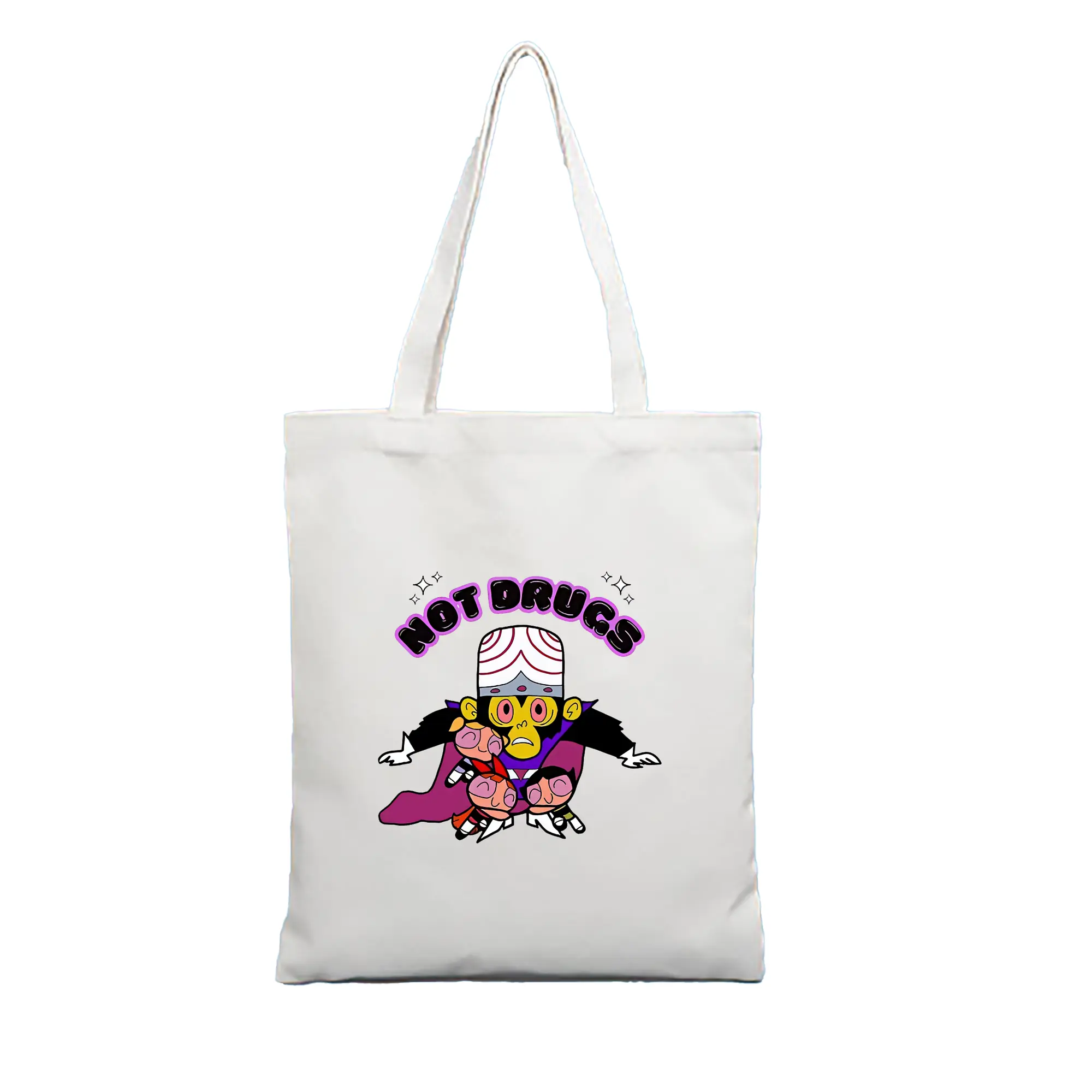 パワパフガールズ グッズ モジョ・ジョジョ - 縦型キャンバス手提げバッグ（トートバッグ） ・ キャンバス素材 ・ ショッピング用 ・ 軽量 丈夫 お手入れ簡単