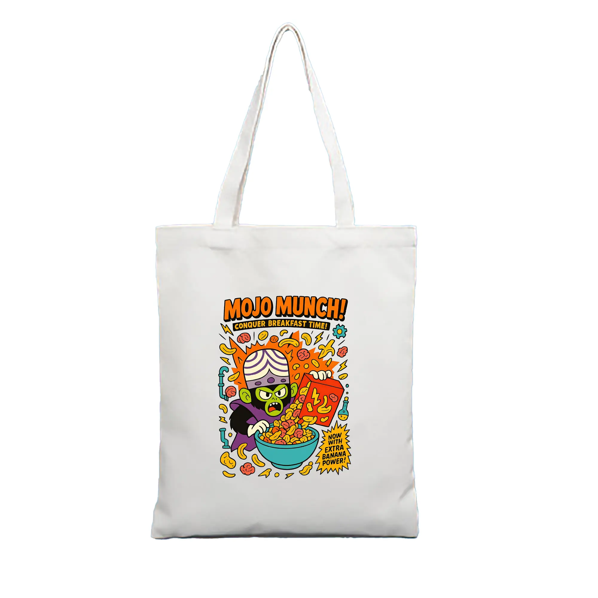 パワパフガールズ グッズ モジョ・ジョジョ - 縦型キャンバス手提げバッグ（トートバッグ） ・ キャンバス素材 ・ ショッピング用 ・ 軽量 丈夫 お手入れ簡単