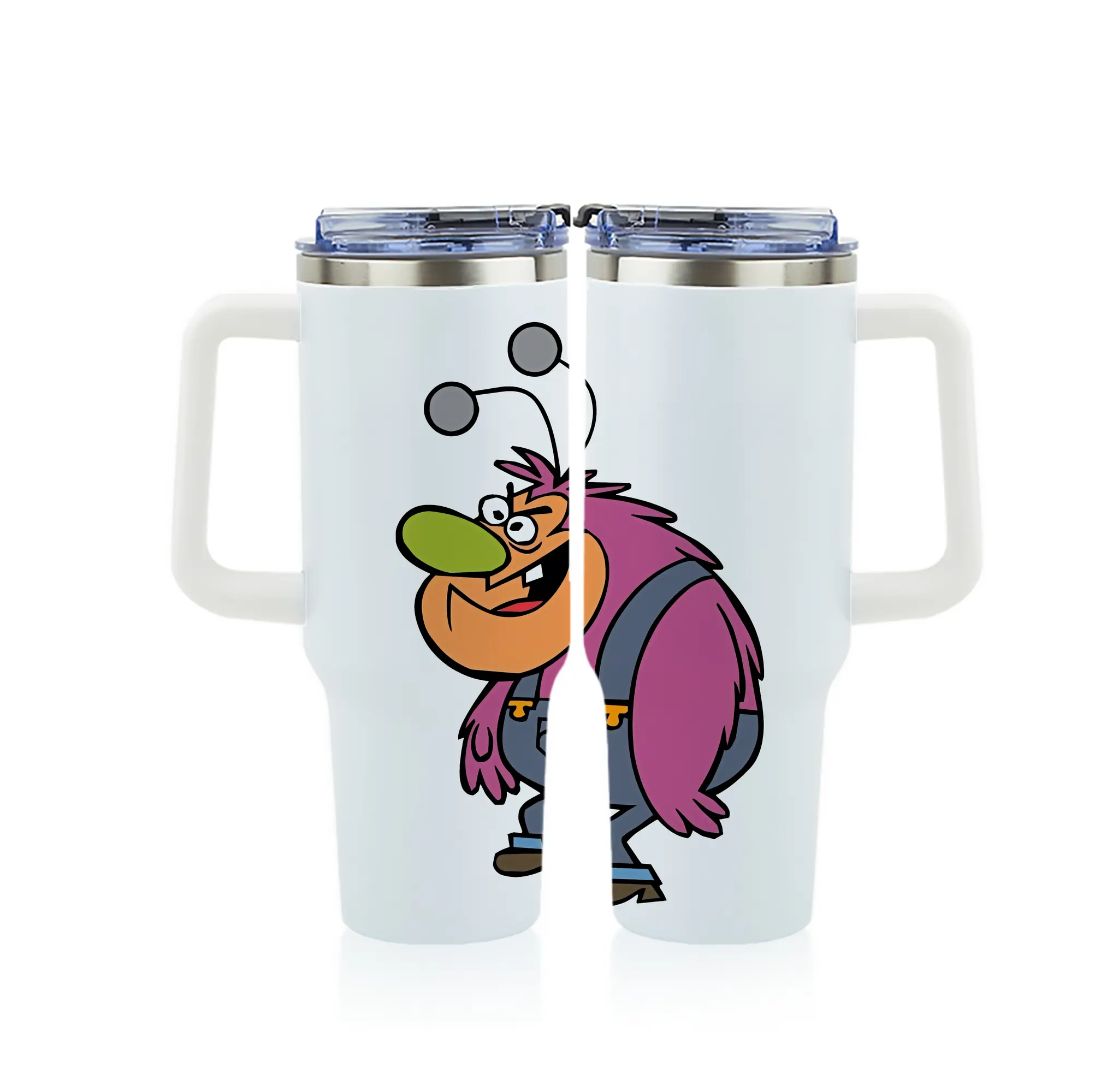 パワパフガールズ グッズ ファジー・ラムキンス - 1200mL フルプリント車用タンブラー ・ 304ステンレス 内側 ・ 201ステンレス 外側 ・ 保温 保冷 ・ 通勤 ドライブ アウトドア用