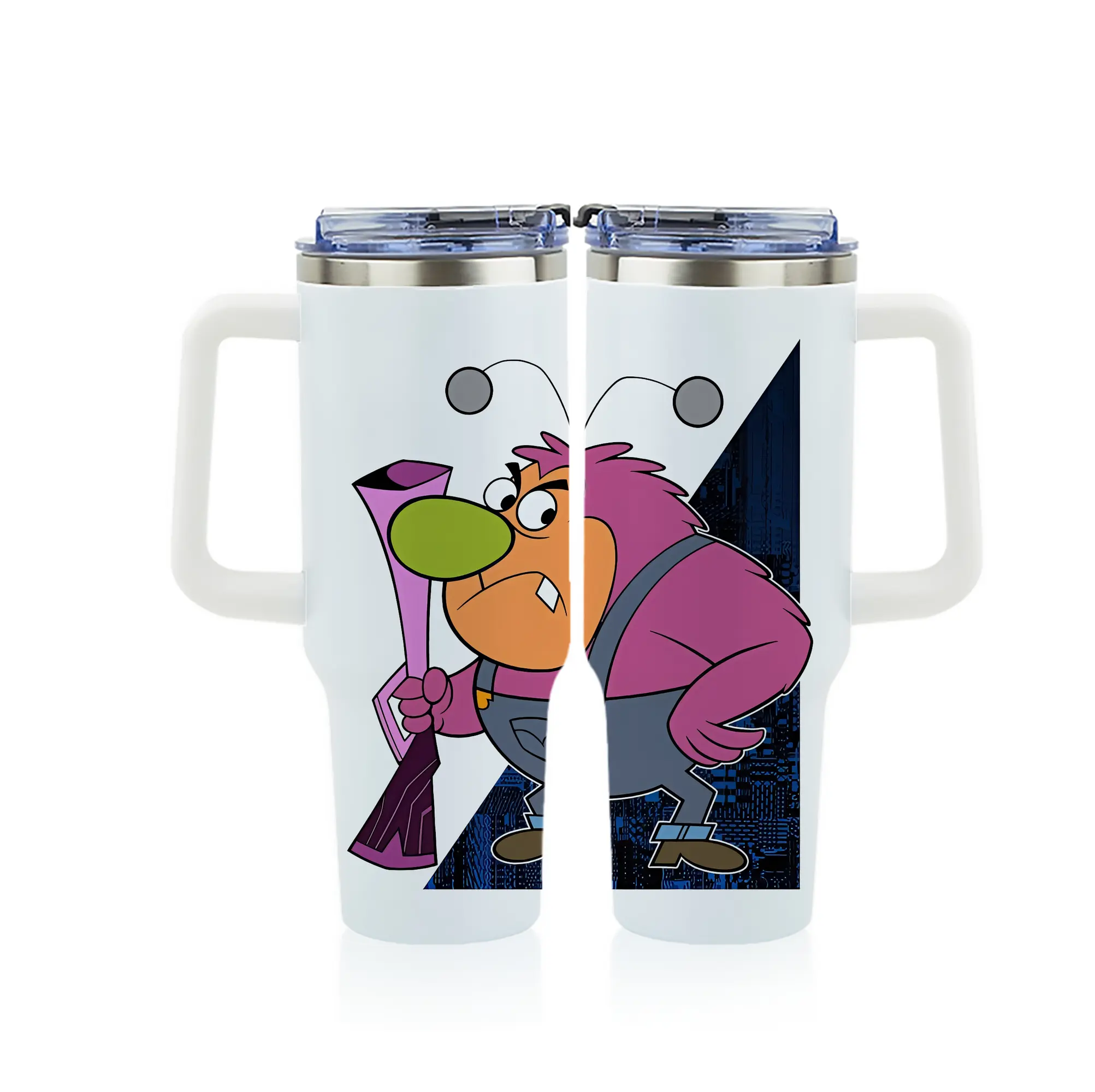 パワパフガールズ グッズ ファジー・ラムキンス - 1200mL フルプリント車用タンブラー ・ 304ステンレス 内側 ・ 201ステンレス 外側 ・ 保温 保冷 ・ 通勤 ドライブ アウトドア用