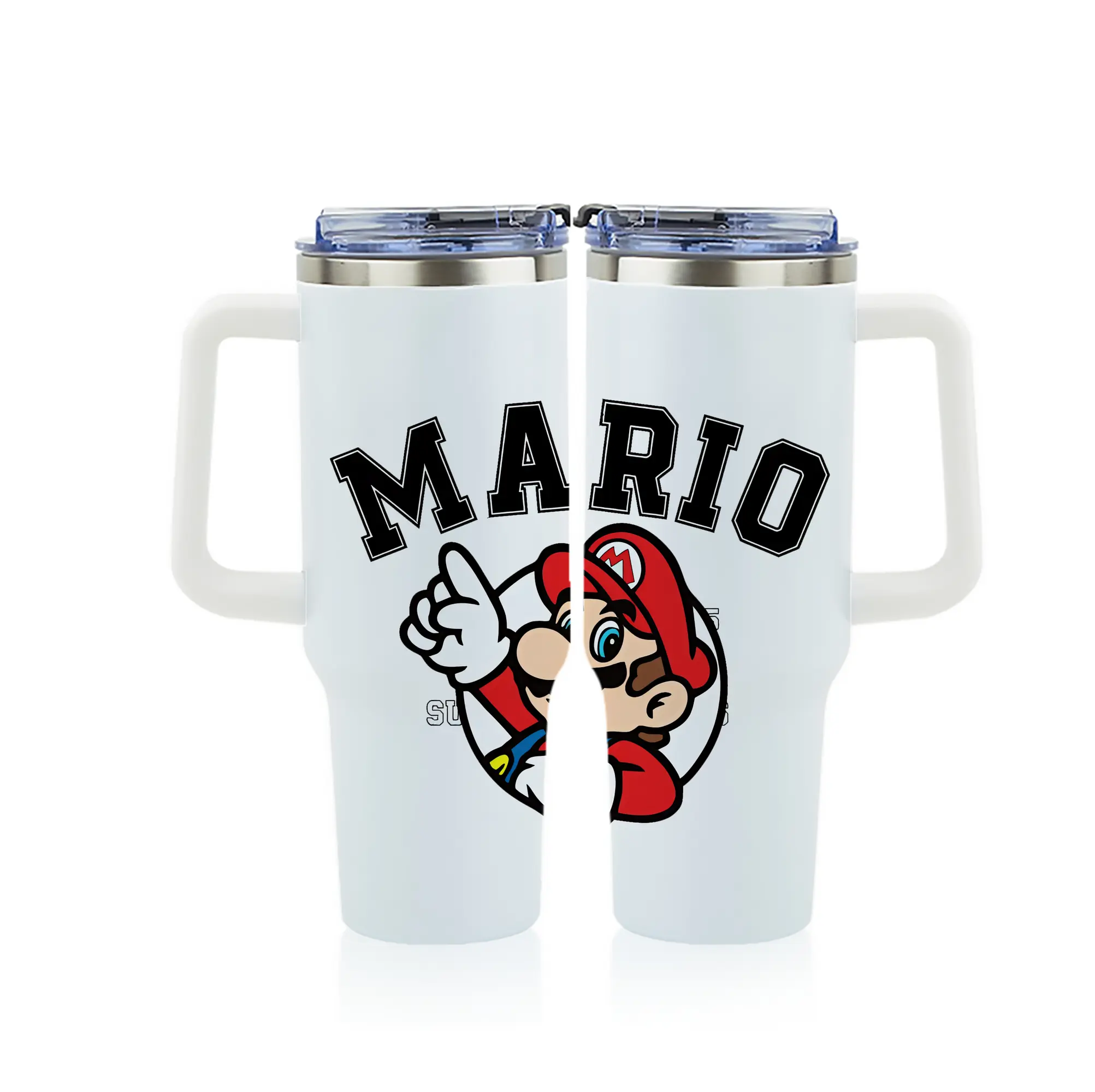 マリオ グッズ マリオ - 1200mL フルプリント車用タンブラー ・ 304ステンレス 内側 ・ 201ステンレス 外側 ・ 保温 保冷 ・ 通勤 ドライブ アウトドア用