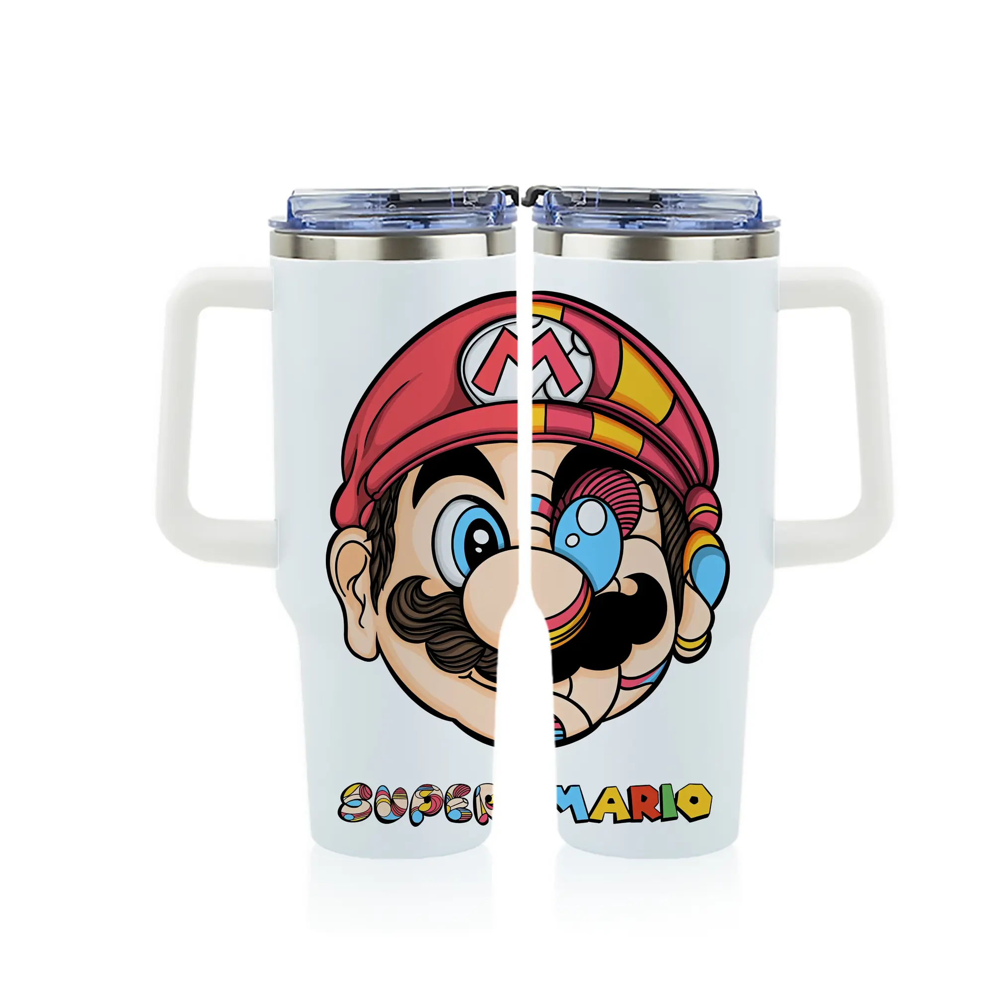 マリオ グッズ マリオ - 1200mL フルプリント車用タンブラー ・ 304ステンレス 内側 ・ 201ステンレス 外側 ・ 保温 保冷 ・ 通勤 ドライブ アウトドア用