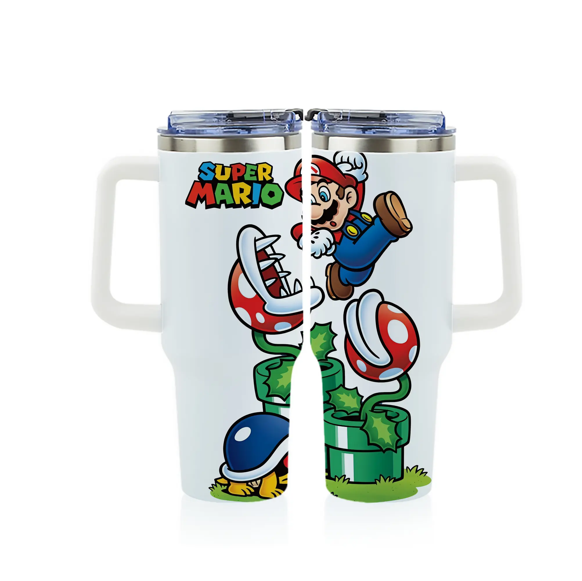 マリオ グッズ マリオ - 1200mL フルプリント車用タンブラー ・ 304ステンレス 内側 ・ 201ステンレス 外側 ・ 保温 保冷 ・ 通勤 ドライブ アウトドア用