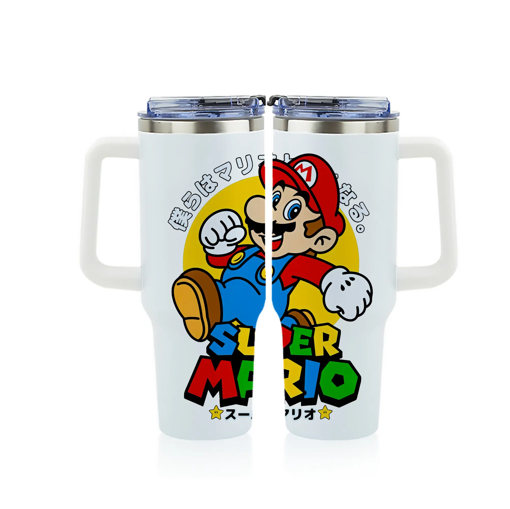 マリオ グッズ マリオ - 1200mL フルプリント車用タンブラー ・ 304ステンレス 内側 ・ 201ステンレス 外側 ・ 保温 保冷 ・ 通勤 ドライブ アウトドア用