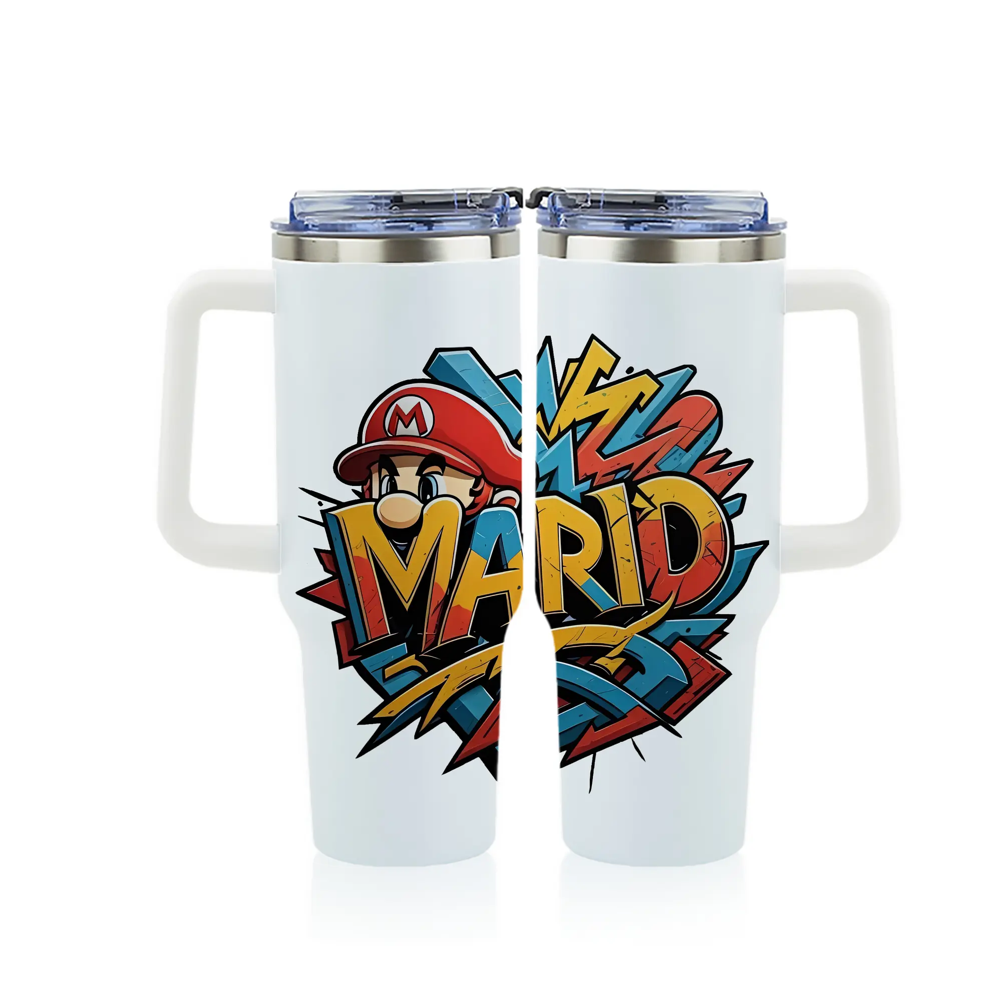 マリオ グッズ マリオ - 1200mL フルプリント車用タンブラー ・ 304ステンレス 内側 ・ 201ステンレス 外側 ・ 保温 保冷 ・ 通勤 ドライブ アウトドア用