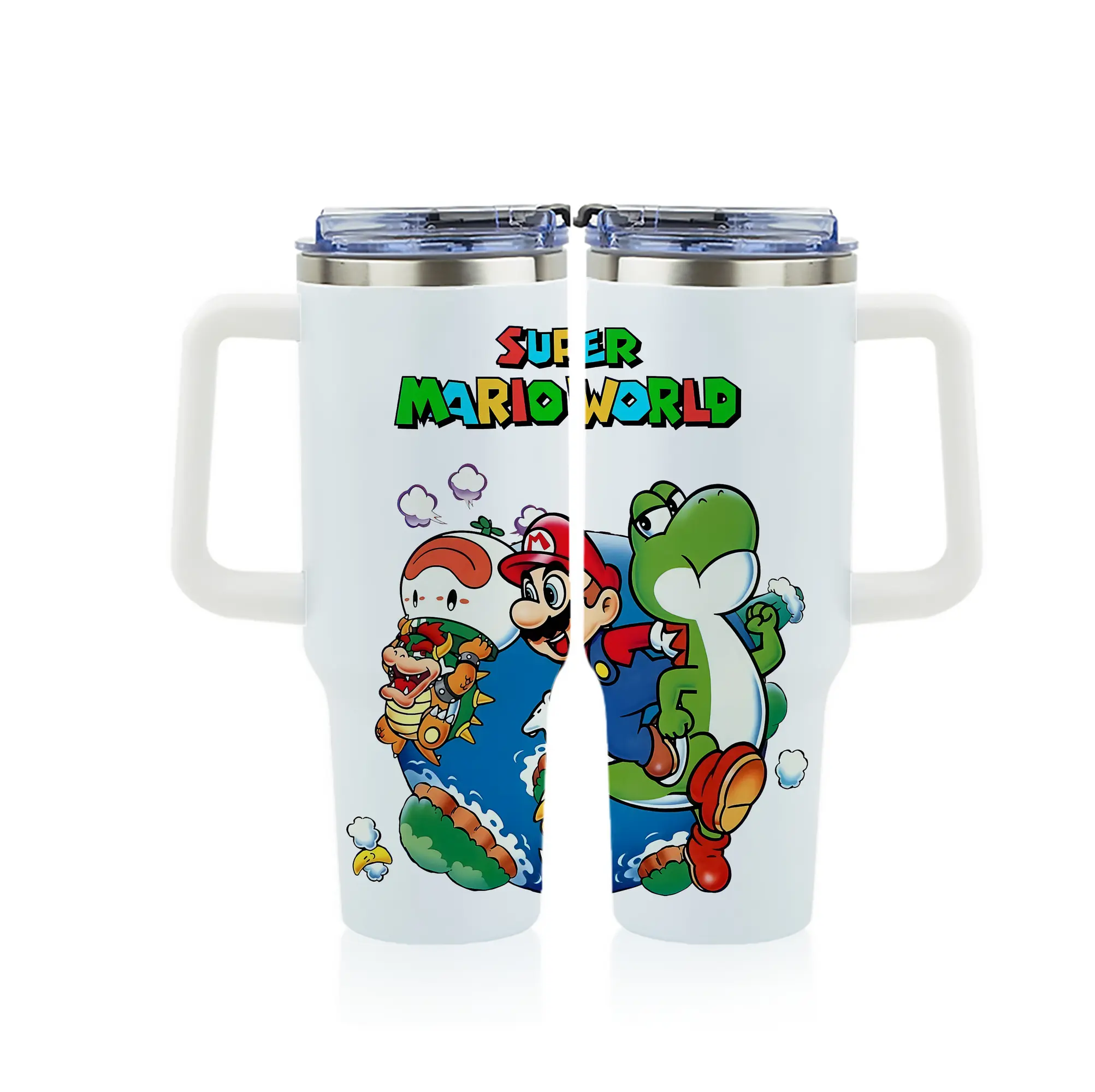 マリオ グッズ マリオ - 1200mL フルプリント車用タンブラー ・ 304ステンレス 内側 ・ 201ステンレス 外側 ・ 保温 保冷 ・ 通勤 ドライブ アウトドア用