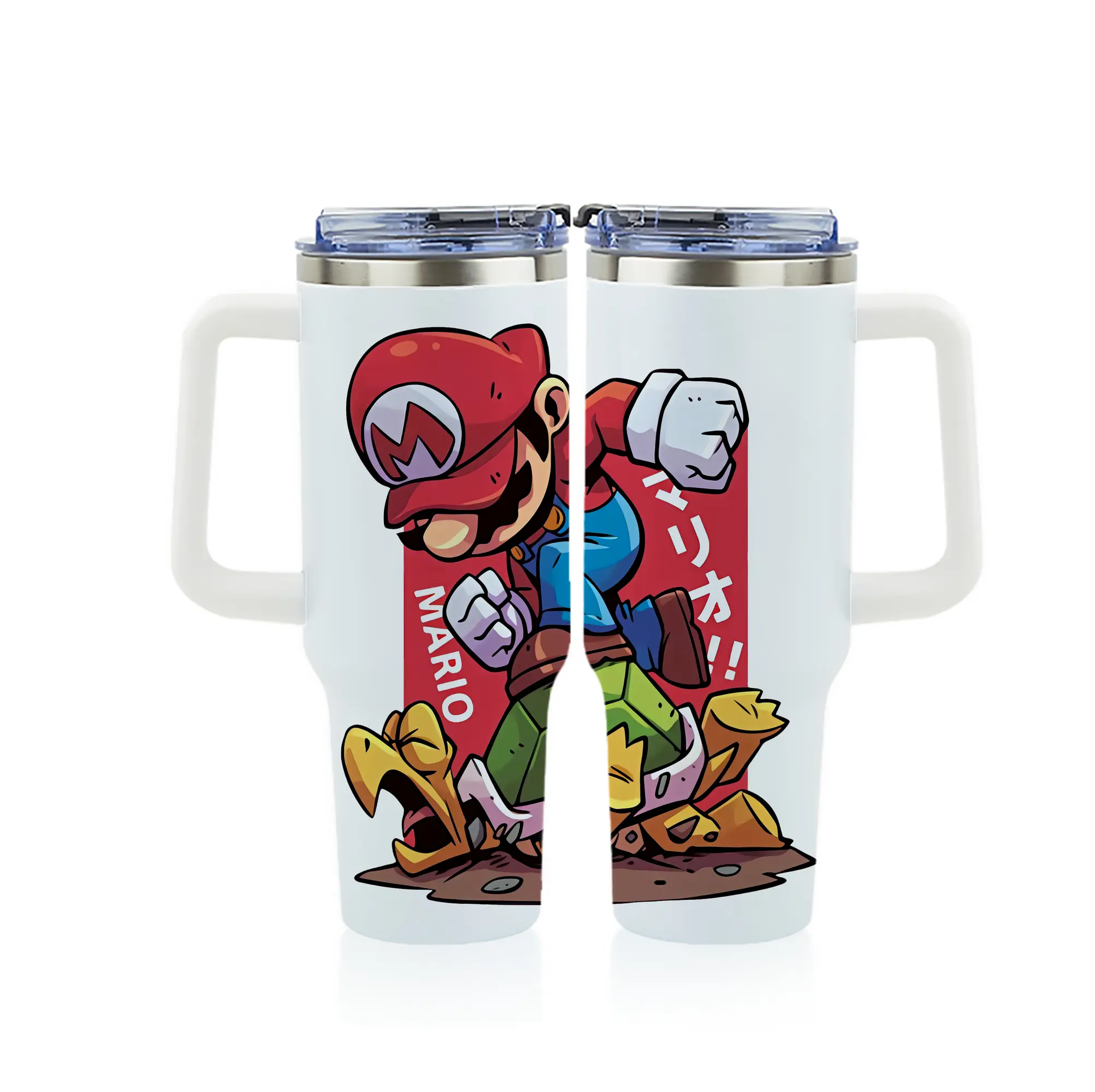 マリオ グッズ マリオ - 1200mL フルプリント車用タンブラー ・ 304ステンレス 内側 ・ 201ステンレス 外側 ・ 保温 保冷 ・ 通勤 ドライブ アウトドア用