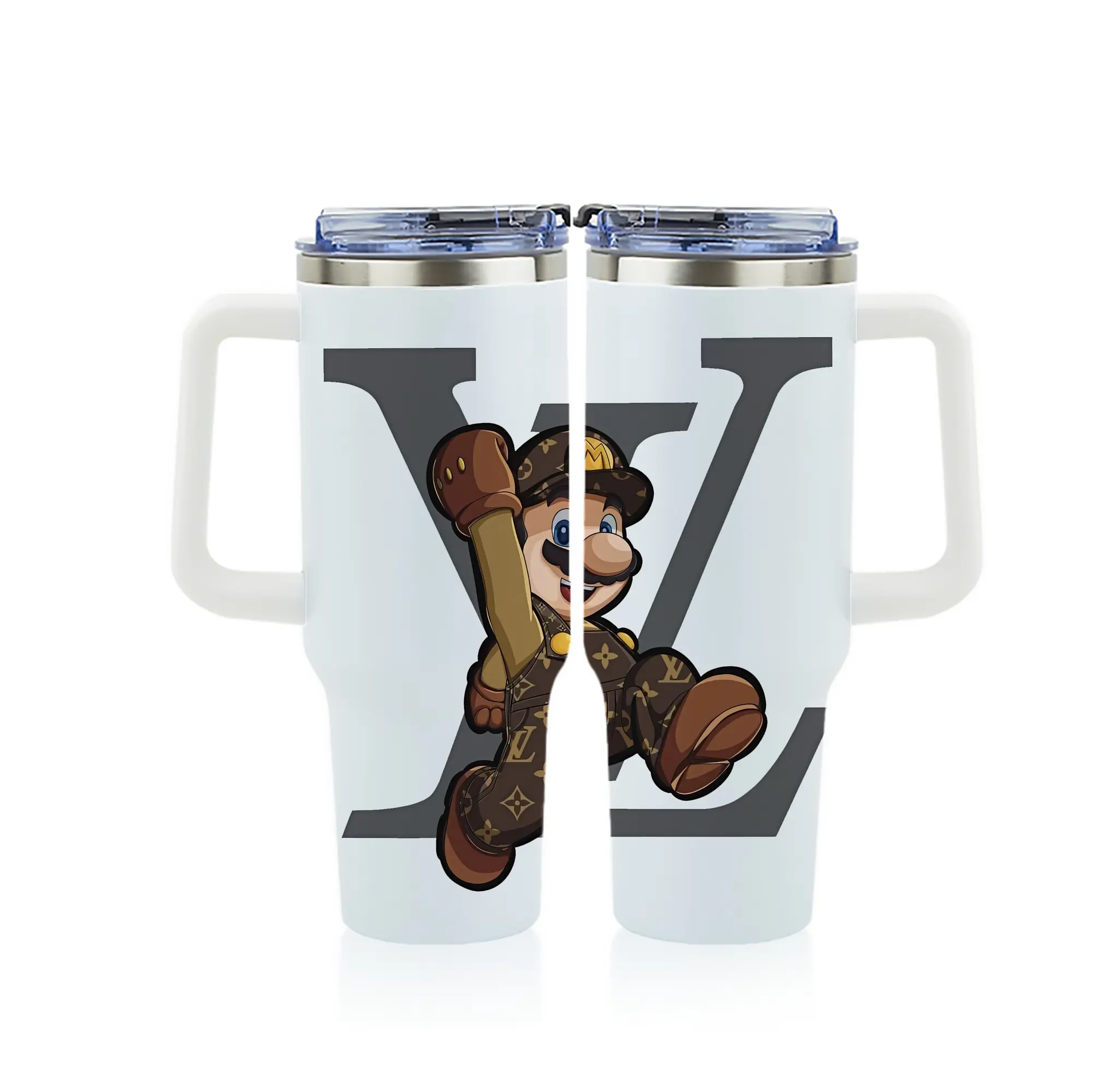 マリオ グッズ マリオ - 1200mL フルプリント車用タンブラー ・ 304ステンレス 内側 ・ 201ステンレス 外側 ・ 保温 保冷 ・ 通勤 ドライブ アウトドア用