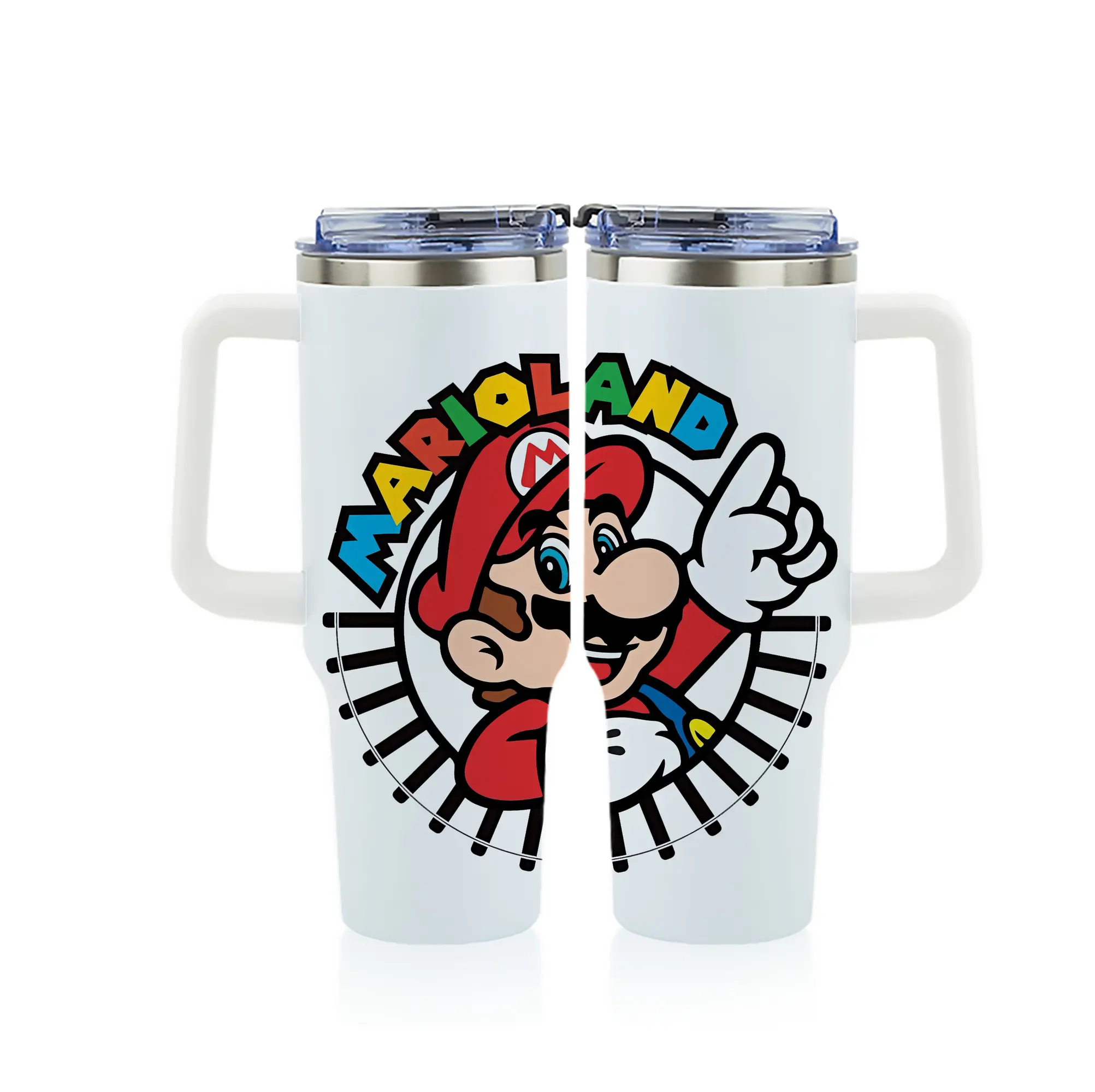 マリオ グッズ マリオ - 1200mL フルプリント車用タンブラー ・ 304ステンレス 内側 ・ 201ステンレス 外側 ・ 保温 保冷 ・ 通勤 ドライブ アウトドア用