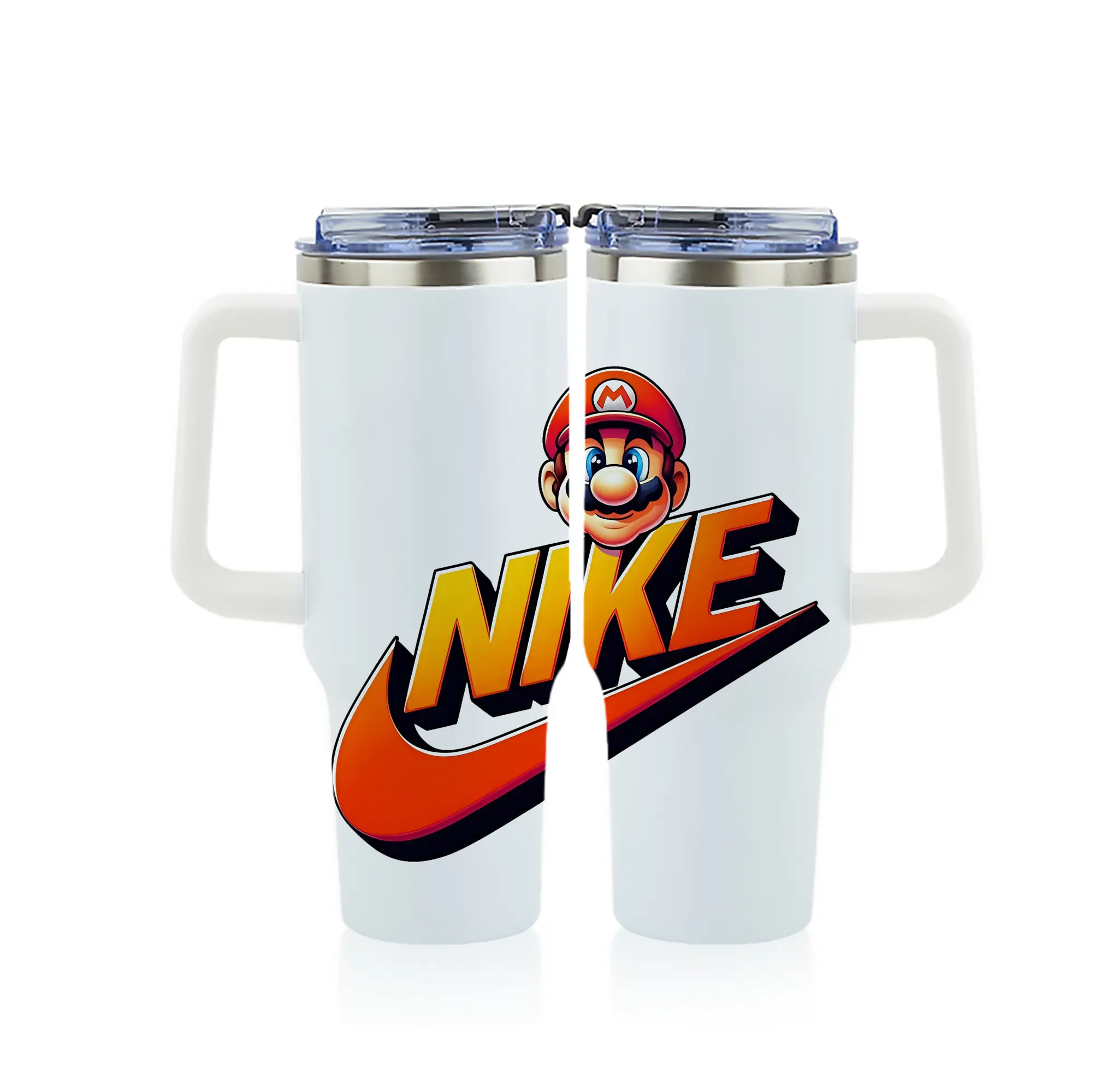 マリオ グッズ マリオ - 1200mL フルプリント車用タンブラー ・ 304ステンレス 内側 ・ 201ステンレス 外側 ・ 保温 保冷 ・ 通勤 ドライブ アウトドア用