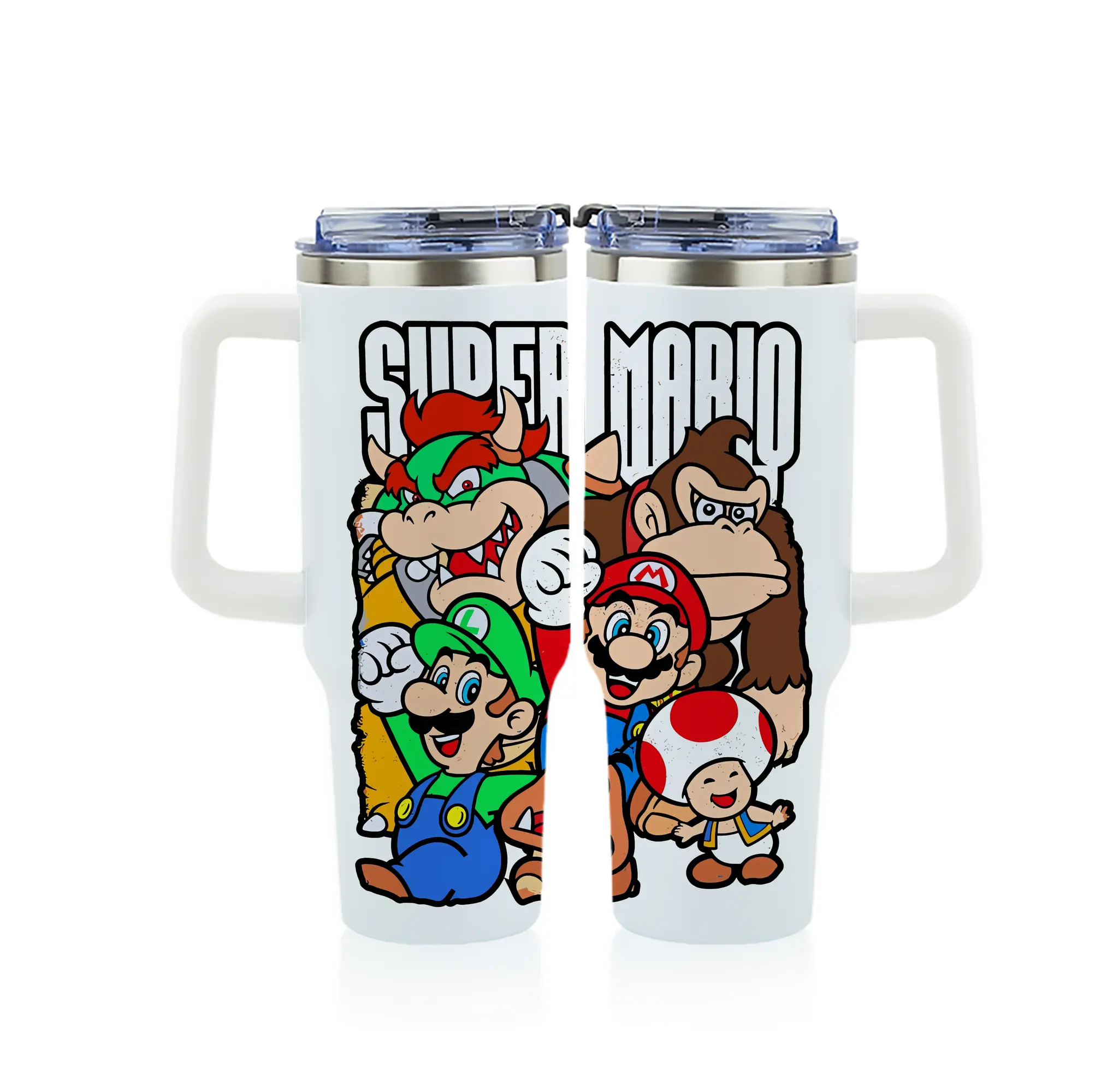 マリオ グッズ マリオ - 1200mL フルプリント車用タンブラー ・ 304ステンレス 内側 ・ 201ステンレス 外側 ・ 保温 保冷 ・ 通勤 ドライブ アウトドア用