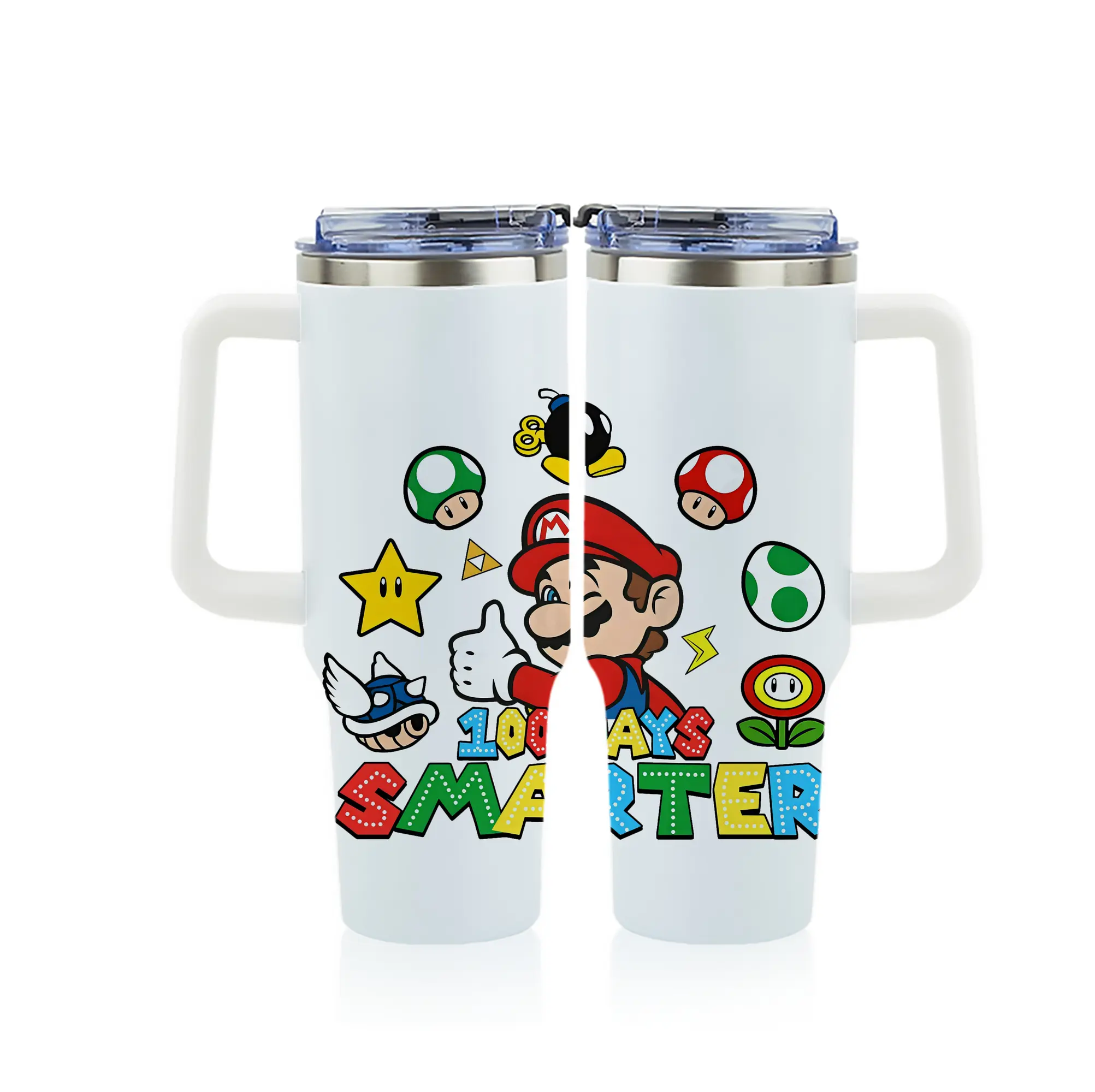 マリオ グッズ マリオ - 1200mL フルプリント車用タンブラー ・ 304ステンレス 内側 ・ 201ステンレス 外側 ・ 保温 保冷 ・ 通勤 ドライブ アウトドア用