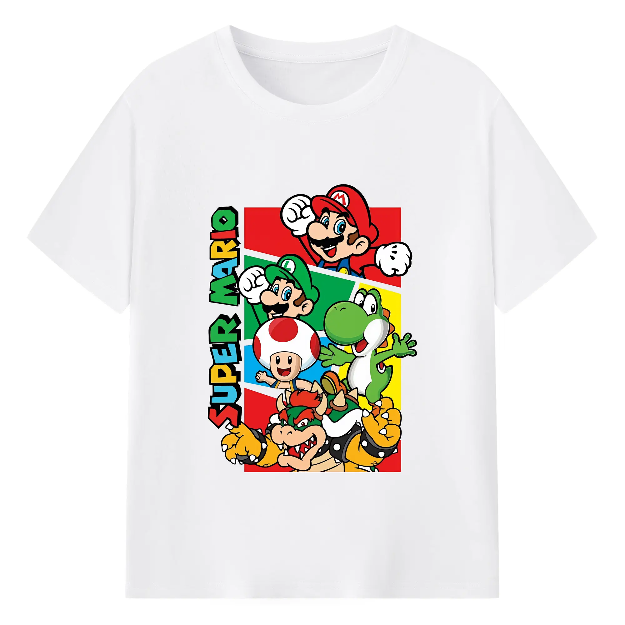 マリオ グッズ マリオ - 綿100％ 半袖Tシャツ ・ フロントプリント ・ 快適 通気性 ・ 日常使い 散歩 スポーツ用