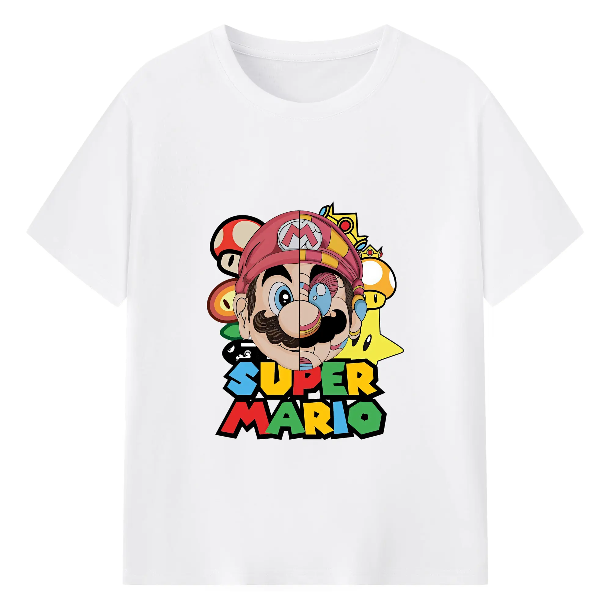 マリオ グッズ マリオ - 綿100％ 半袖Tシャツ ・ フロントプリント ・ 快適 通気性 ・ 日常使い 散歩 スポーツ用