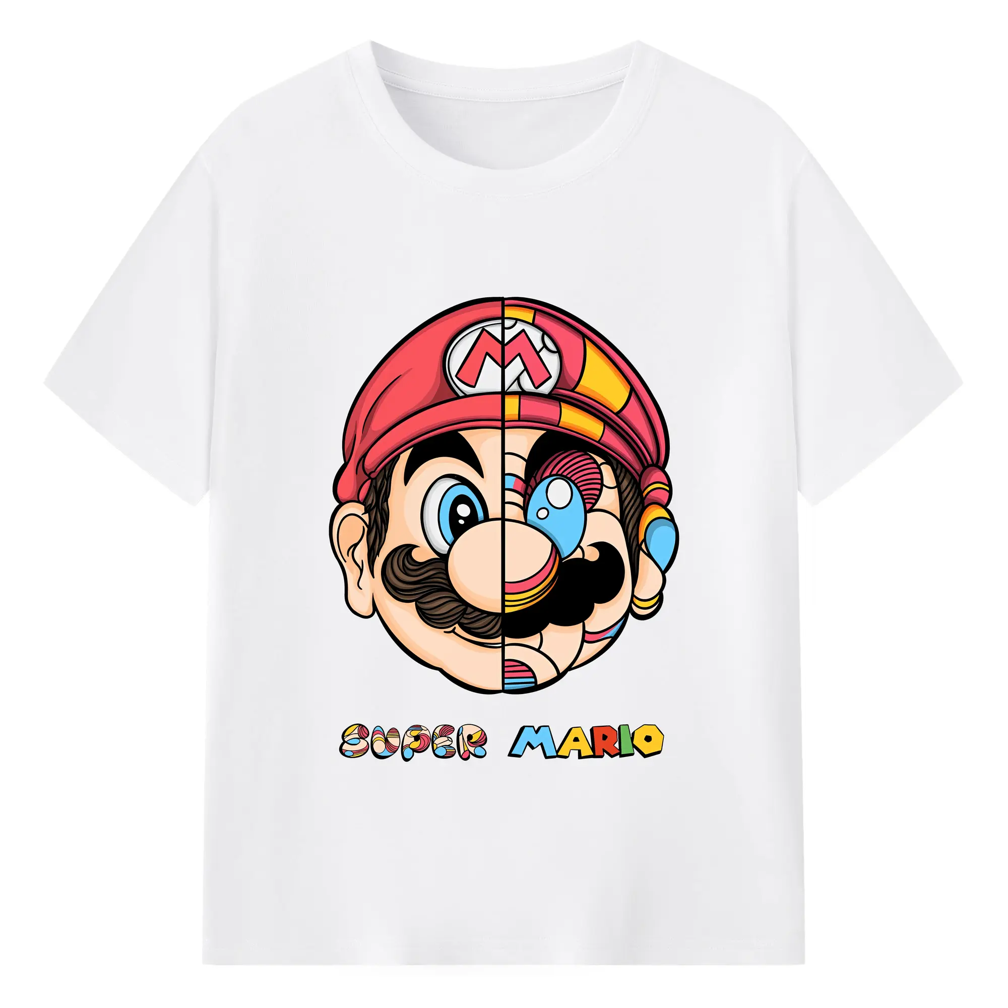 マリオ グッズ マリオ - 綿100％ 半袖Tシャツ ・ フロントプリント ・ 快適 通気性 ・ 日常使い 散歩 スポーツ用
