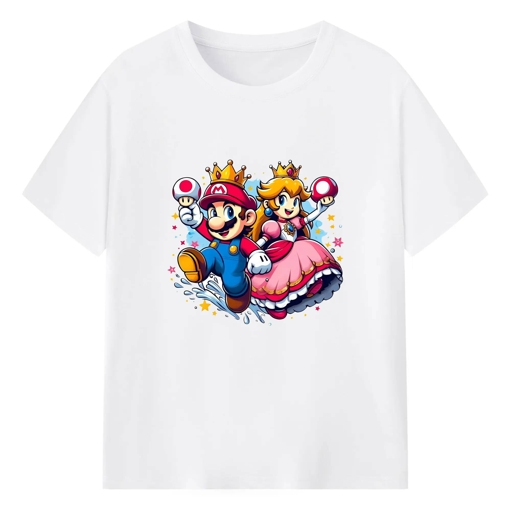 マリオ グッズ マリオ - 綿100％ 半袖Tシャツ ・ フロントプリント ・ 快適 通気性 ・ 日常使い 散歩 スポーツ用