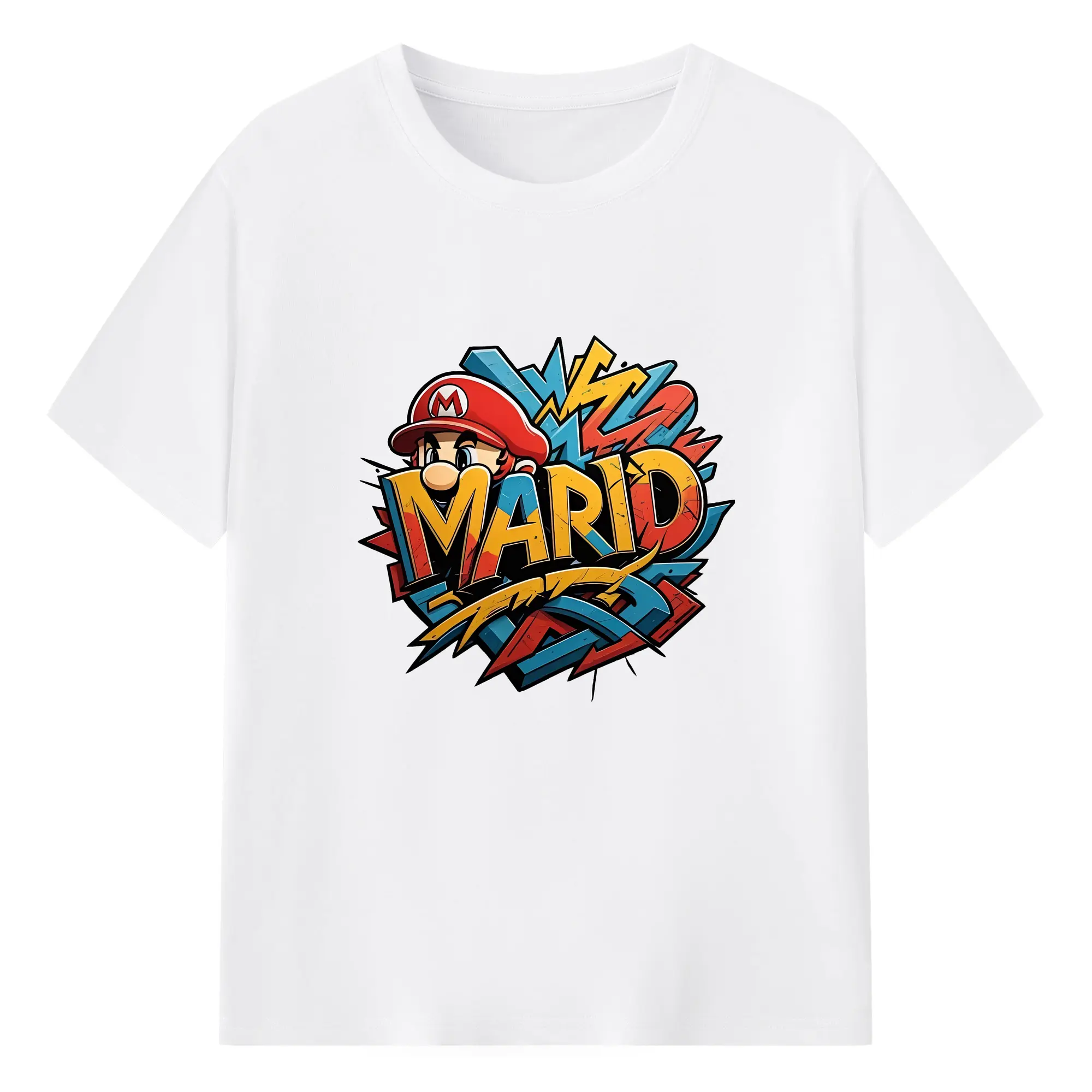 マリオ グッズ マリオ - 綿100％ 半袖Tシャツ ・ フロントプリント ・ 快適 通気性 ・ 日常使い 散歩 スポーツ用