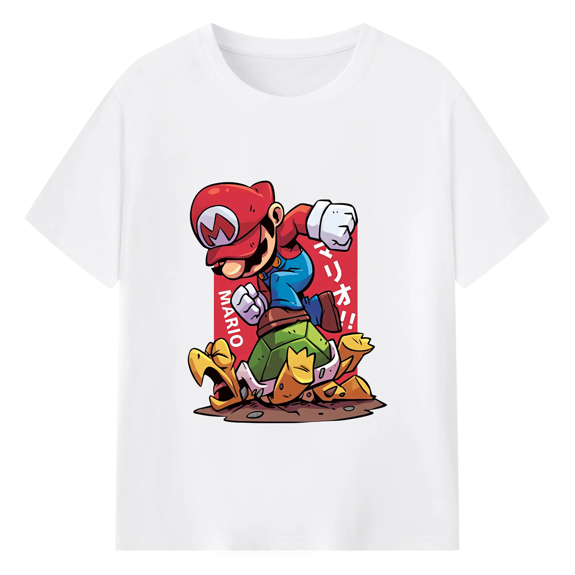 マリオ グッズ マリオ - 綿100％ 半袖Tシャツ ・ フロントプリント ・ 快適 通気性 ・ 日常使い 散歩 スポーツ用