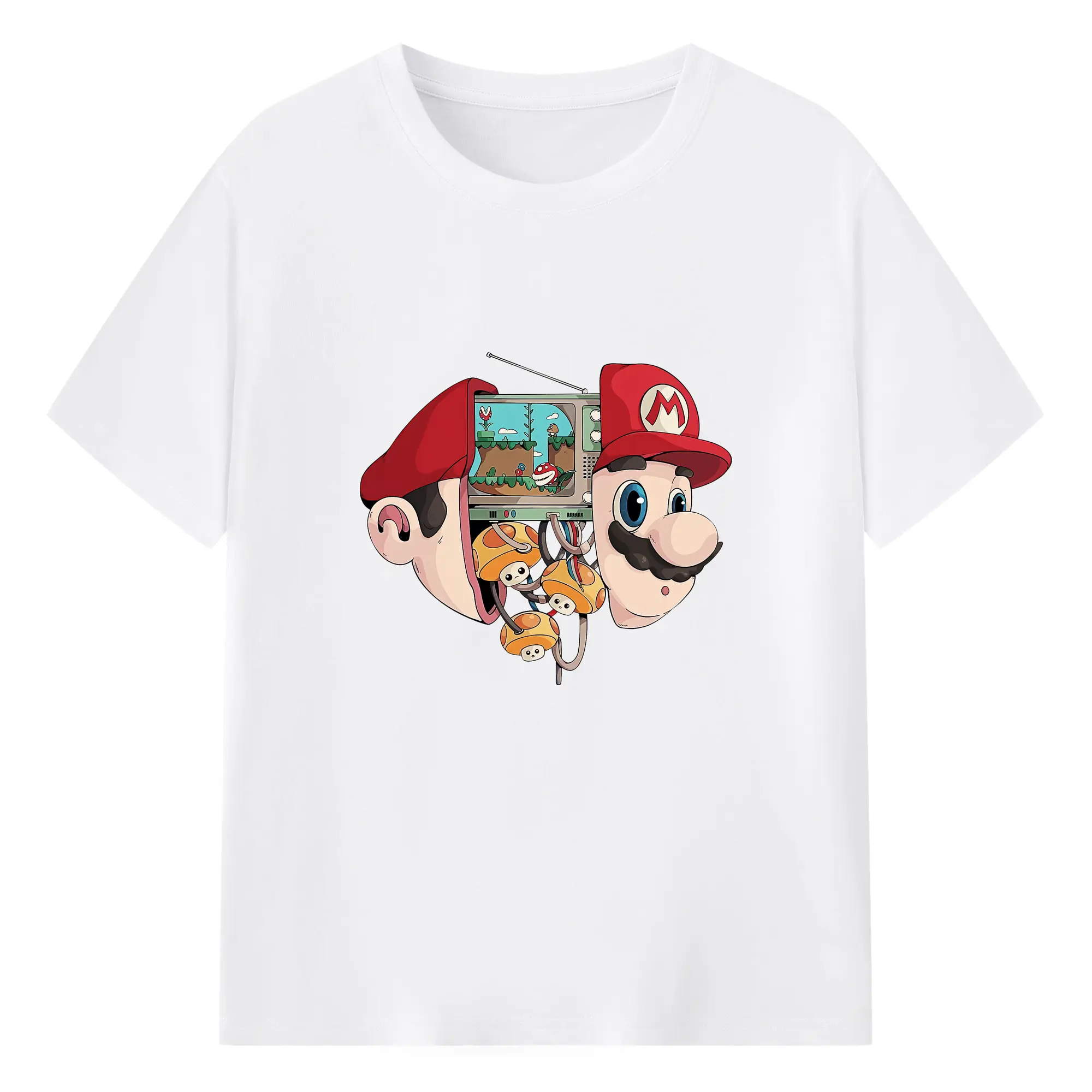 マリオ グッズ マリオ - 綿100％ 半袖Tシャツ ・ フロントプリント ・ 快適 通気性 ・ 日常使い 散歩 スポーツ用