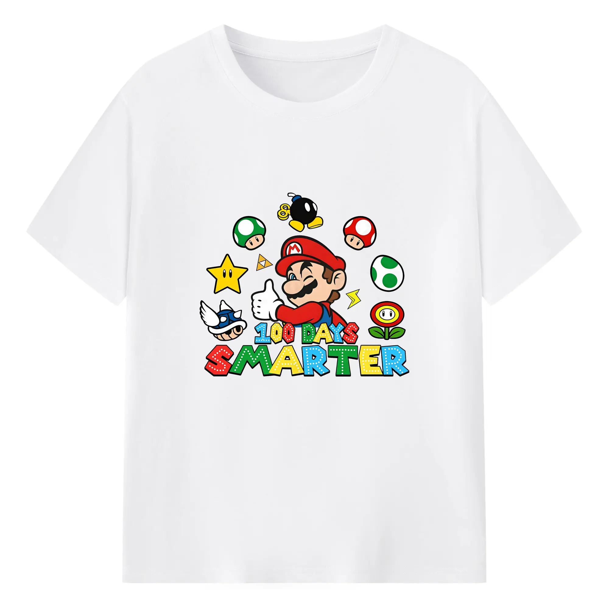マリオ グッズ マリオ - 綿100％ 半袖Tシャツ ・ フロントプリント ・ 快適 通気性 ・ 日常使い 散歩 スポーツ用