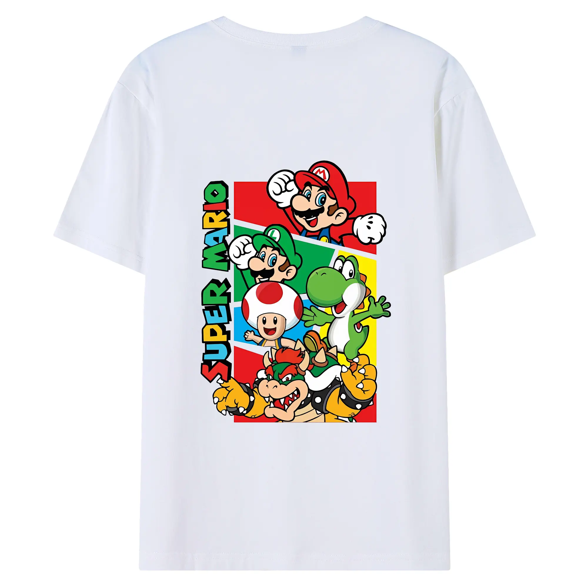 マリオ グッズ マリオ - 綿100％ 半袖Tシャツ ・ バックプリント ・ 快適 通気性 ・ 日常使い 散歩 スポーツ用