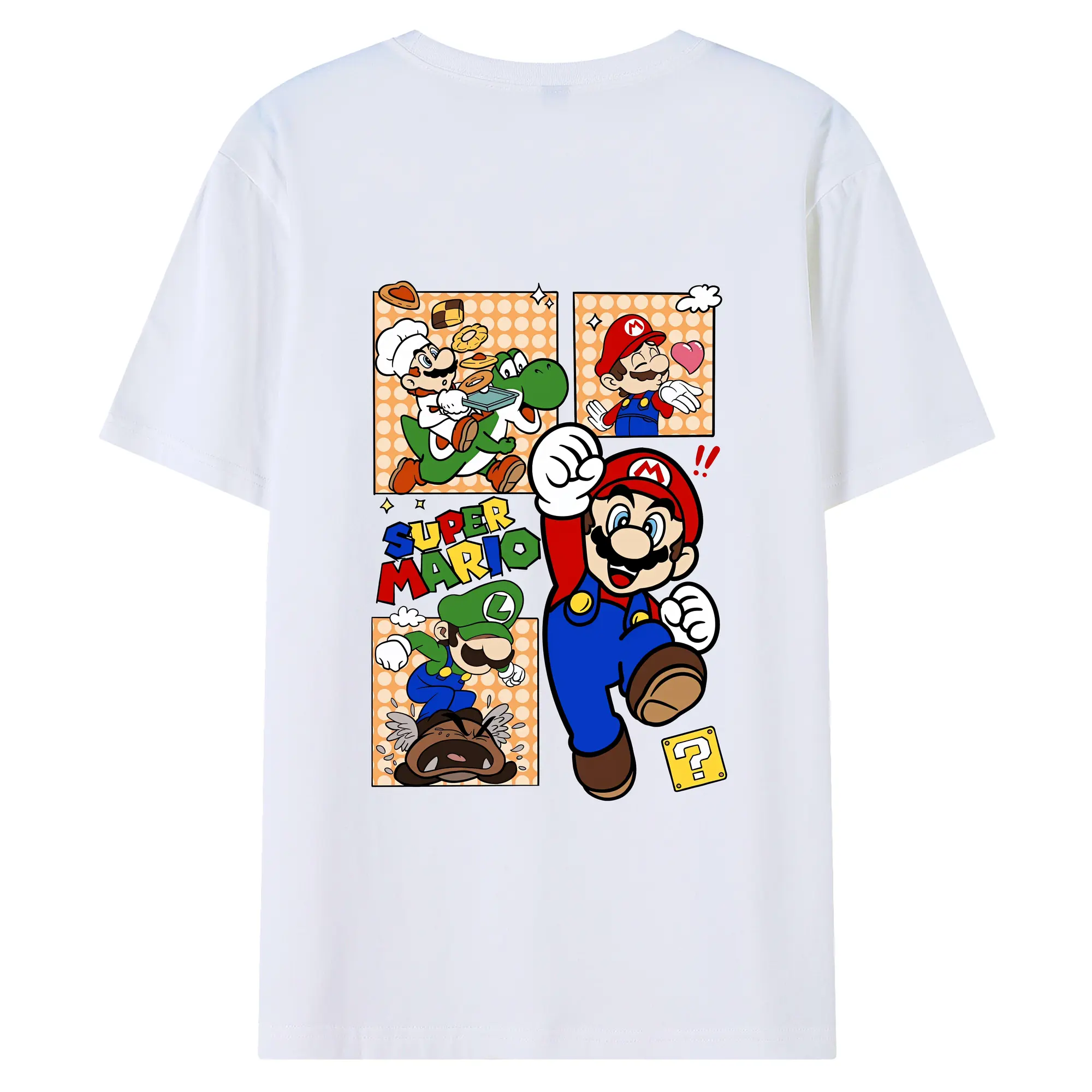 マリオ グッズ マリオ - 綿100％ 半袖Tシャツ ・ バックプリント ・ 快適 通気性 ・ 日常使い 散歩 スポーツ用