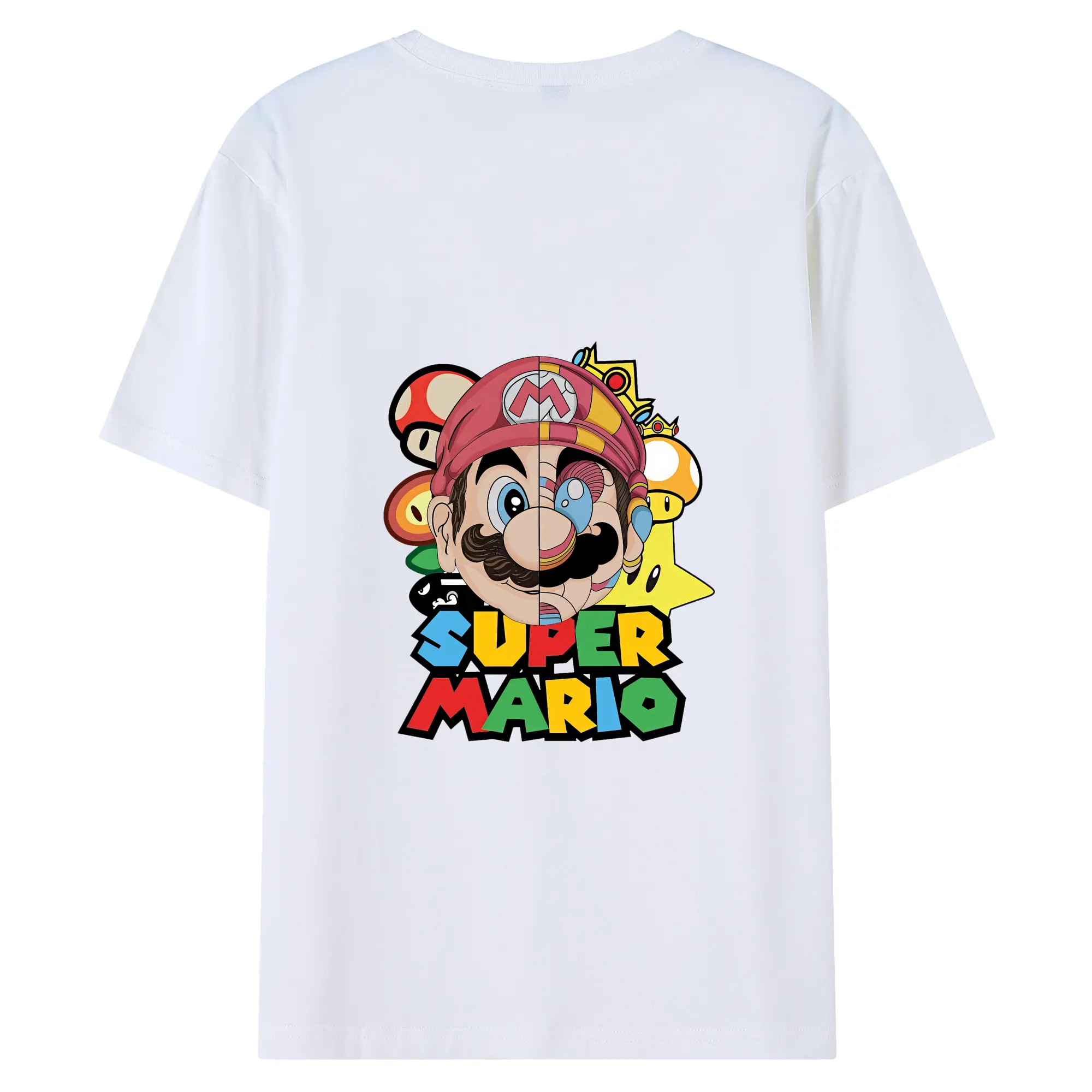 マリオ グッズ マリオ - 綿100％ 半袖Tシャツ ・ バックプリント ・ 快適 通気性 ・ 日常使い 散歩 スポーツ用