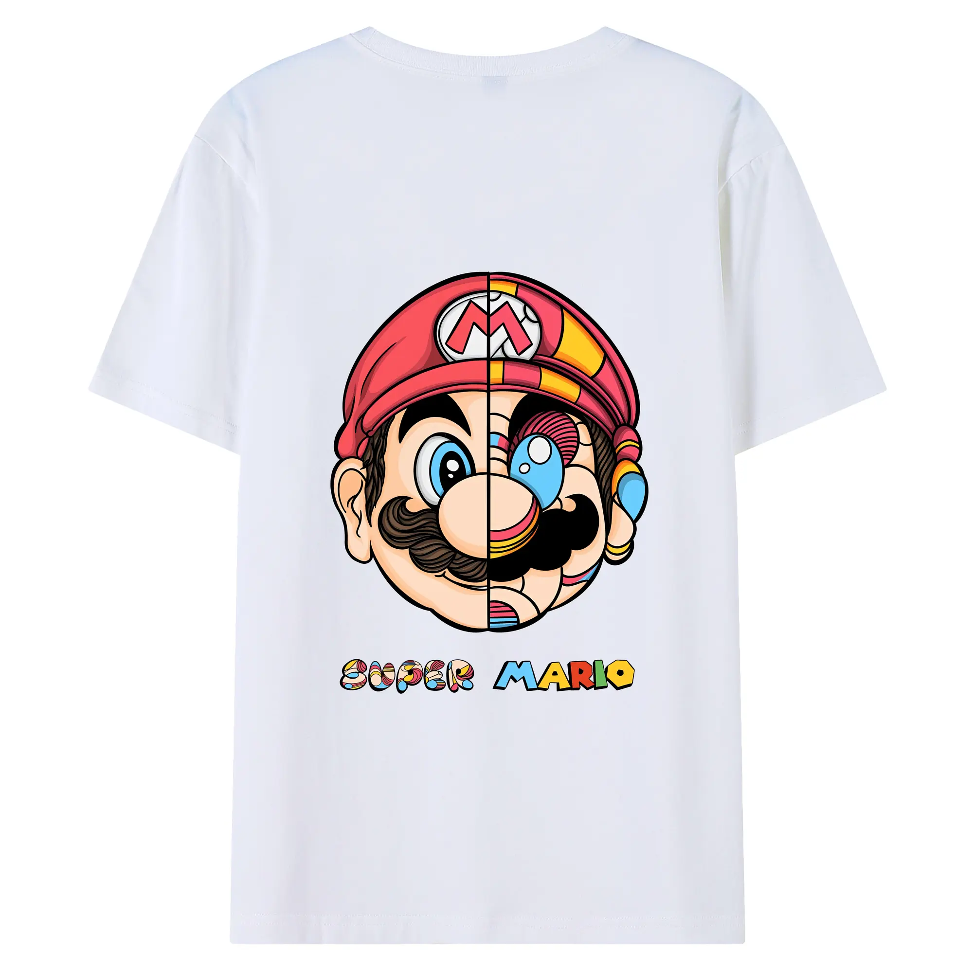 マリオ グッズ マリオ - 綿100％ 半袖Tシャツ ・ バックプリント ・ 快適 通気性 ・ 日常使い 散歩 スポーツ用